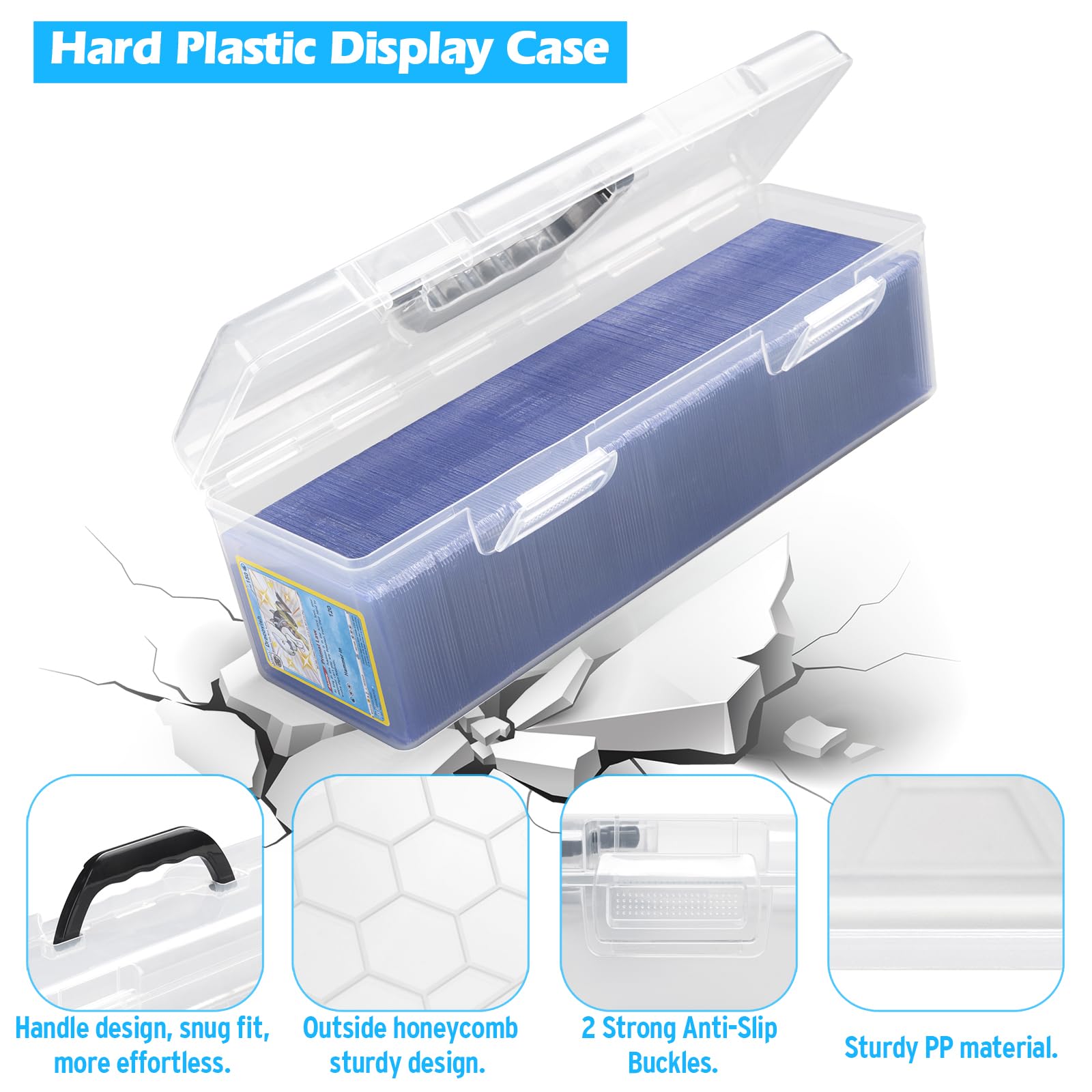 Premium Plastic Trading Card Storage Box - Holds 200 Toploaders & 750 Standard Cards | Perfect for Collectors, TCG Players & Card Game Enthusiasts | Organize & Protect Your Valuable MTG, Pokemon & Sports Cards