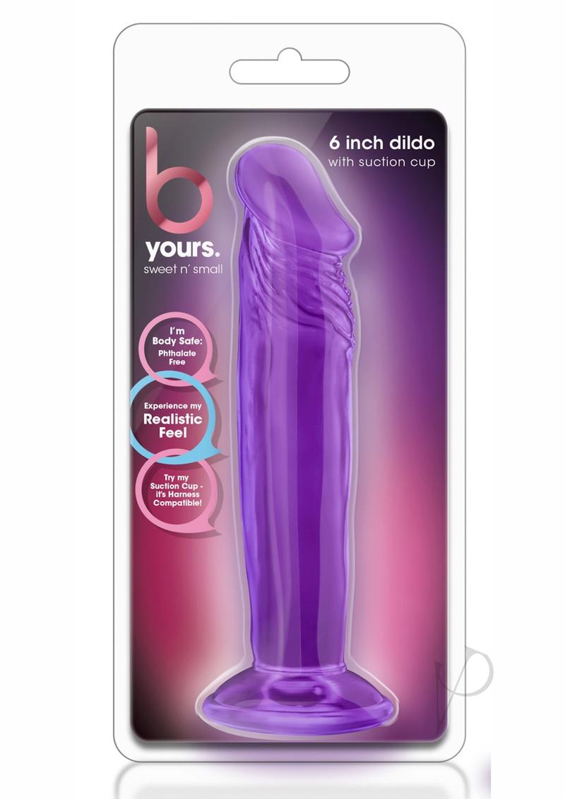 B Yours Sweet N' Small Purple Dildo with Suction Cup - 6 Inch Realistic Silicone Adult Toy for Solo Play, Couples & Beginners - Perfect for Home Use, Travel & Discreet Storage