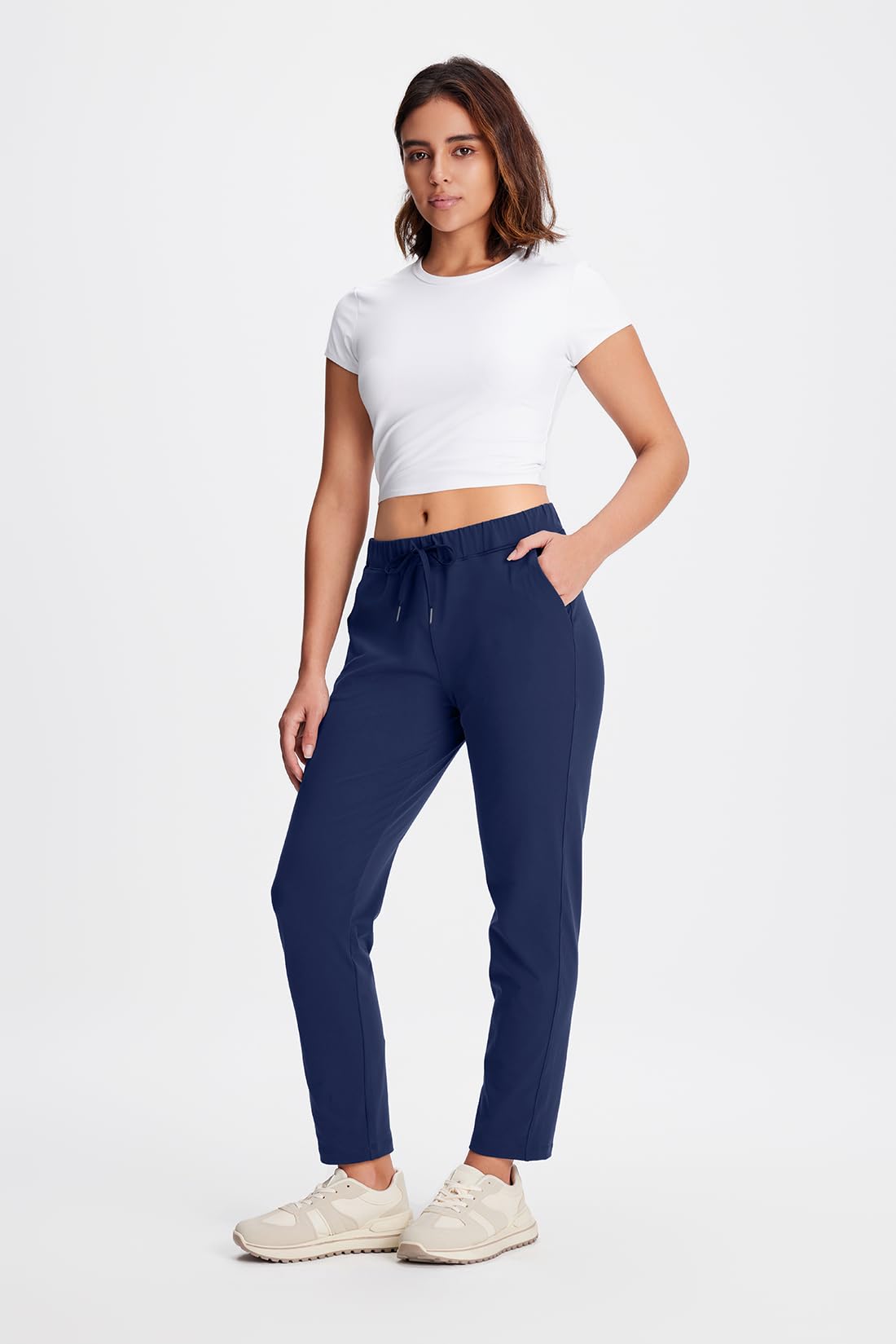 Yogipace Women's 7/8 On The Fly Pants - Petite/Regular/Tall Sizes, Drawstring Casual Lounge Joggers & Travel Sweatpants for Workouts, Yoga, Running & Everyday Comfort