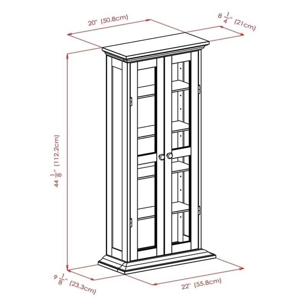 Pemberly Row Solid Wood CD & DVD Storage Cabinet - Antique Walnut Finish | Organize & Display Media Collections in Living Room, Office or Home Theater