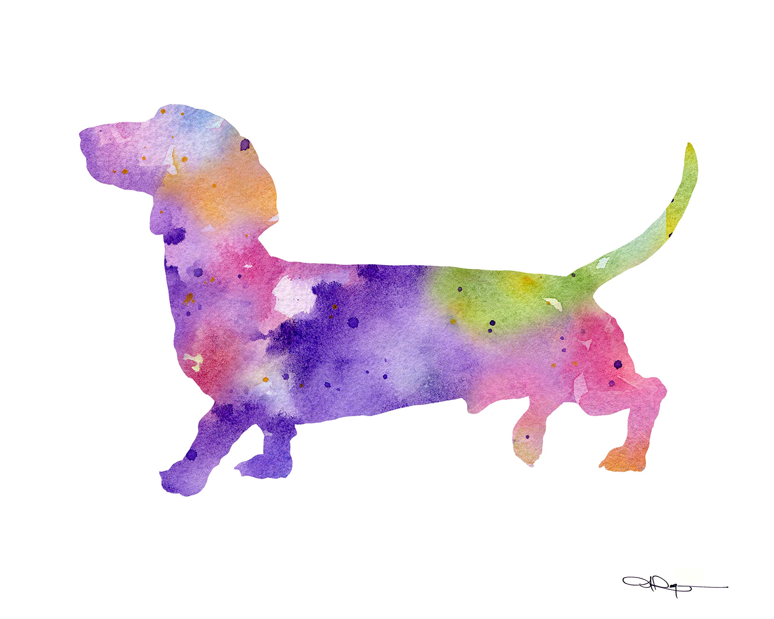 Dachshund Abstract Watercolor Art Print by Artist DJ Rogers - Unique Dog Lover Gift for Home & Office Decor