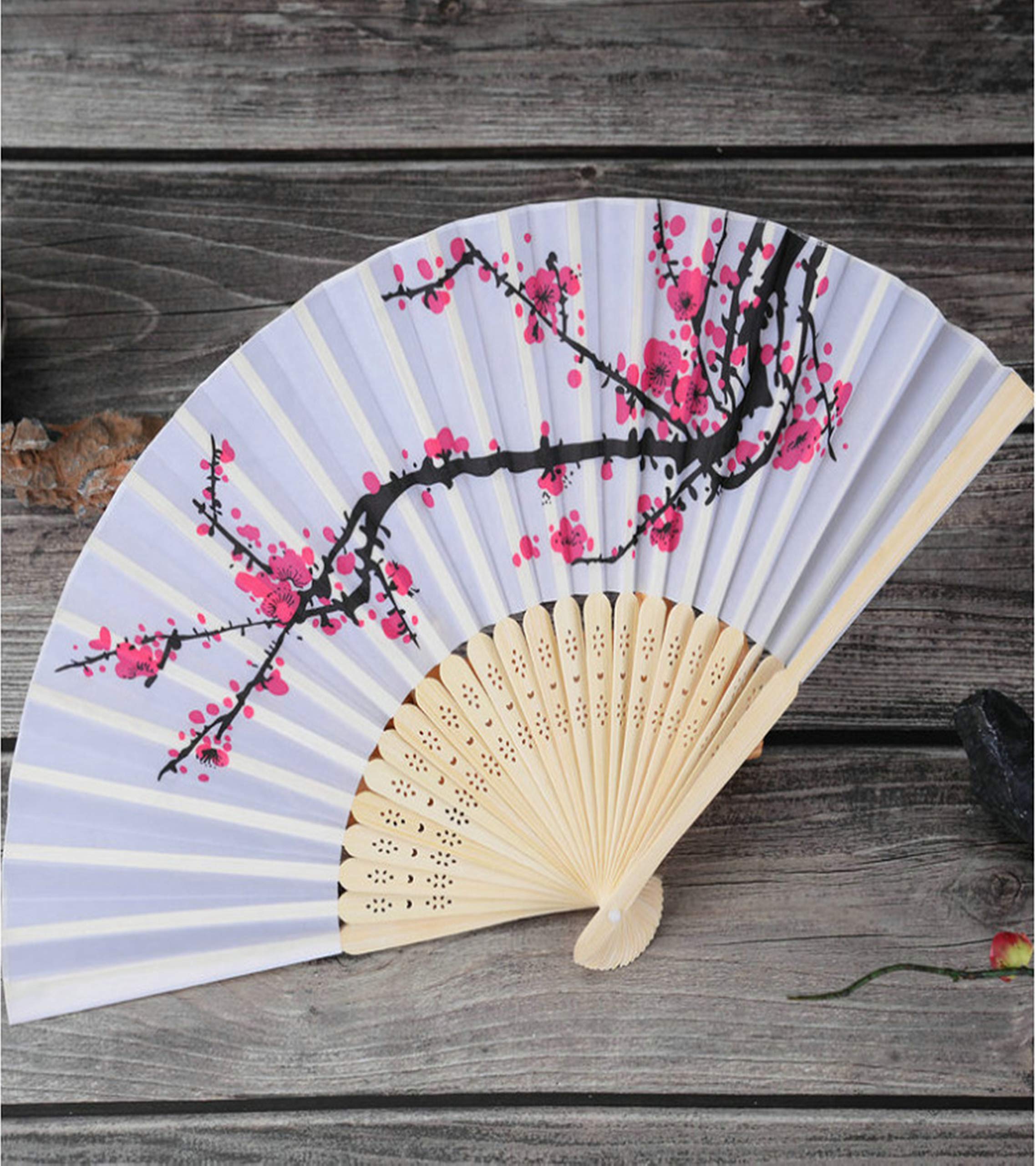 Elegant Cherry Blossom Silk Folding Hand Fan - Wedding Favors, Party Gifts for Women, DIY Decoration for Church Events & Music Festivals | Perfect for Bridal Showers, Asian-Themed Weddings & Summer Outdoor Celebrations