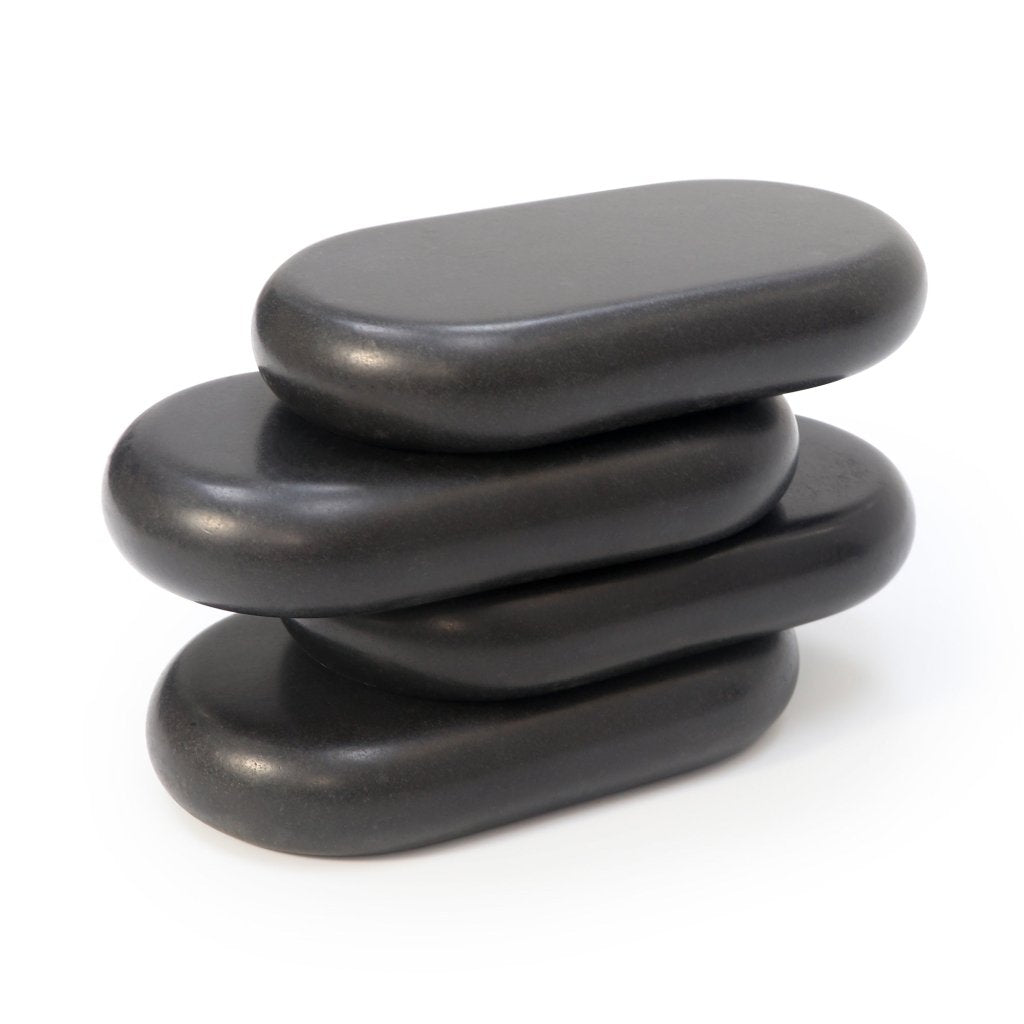 Professional XX Large Flat Oval Basalt Hot Stone Massage Set - 4 Pack (6