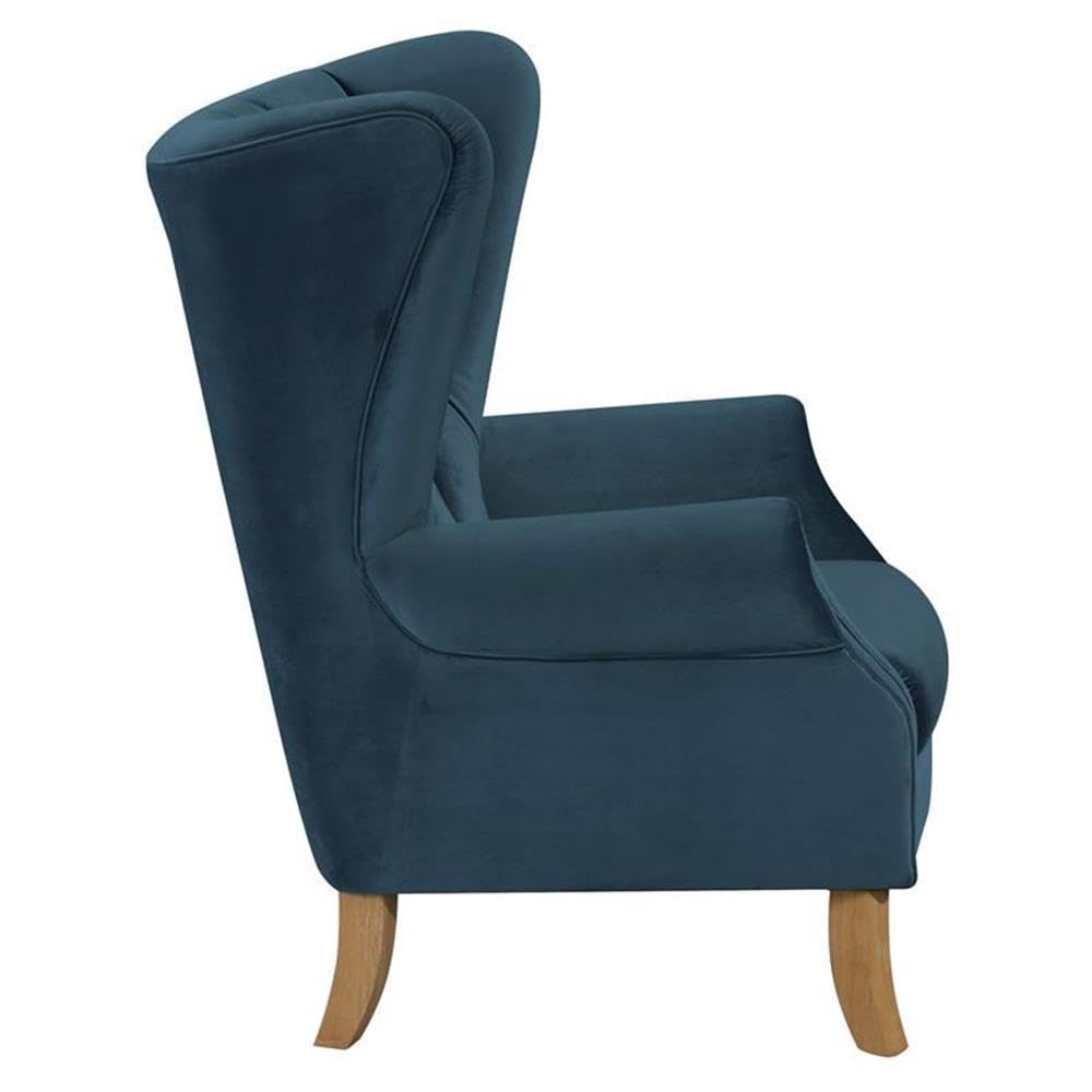 Acme Adonis Button Tufted Wingback Accent Chair - Luxe Azure Blue Velvet Upholstery for Living Room, Bedroom & Home Office Decor