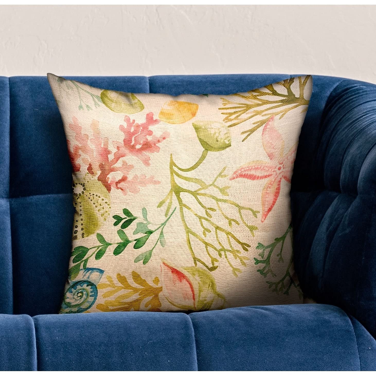 Plutus Brands Under the Sea Multi Floral Luxury Throw Pillow - Soft Decorative Cushion for Sofa, Bed & Home Decor