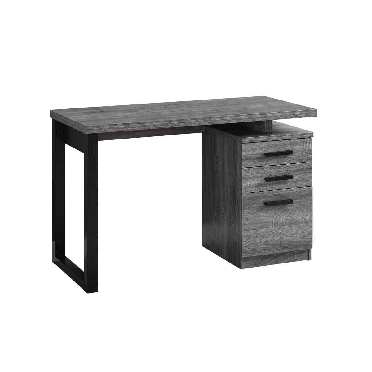48 Inch Modern L-Shaped Computer Desk with Keyboard Tray - Grey & Black Finish, Left or Right Facing for Home Office, Gaming & Study Workspace