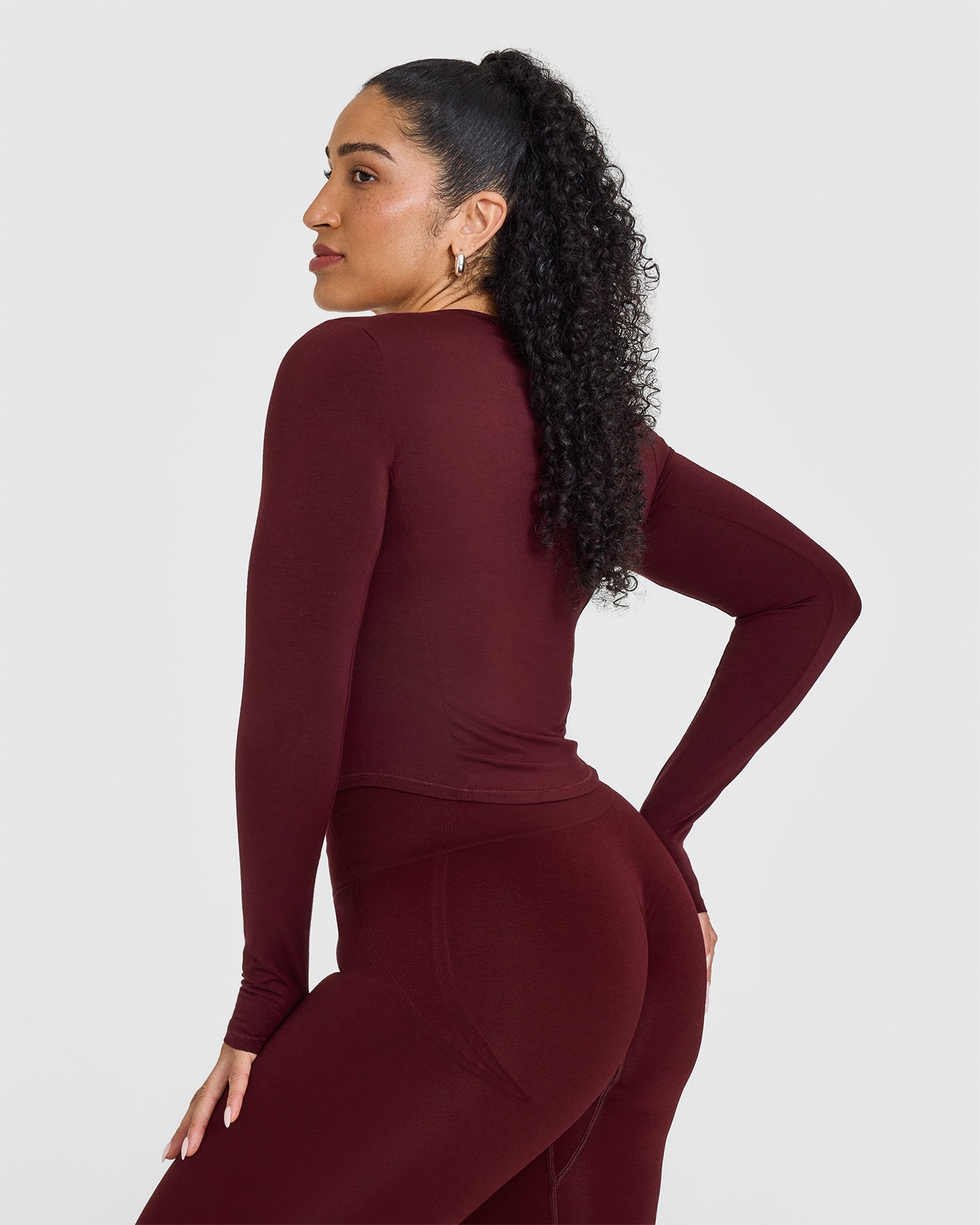 Mellow™ Soft Mid Long Sleeve T-Shirt for Women - Comfortable Rosewood Color Casual Top | Perfect for Everyday Wear, Office & Weekend Outfits