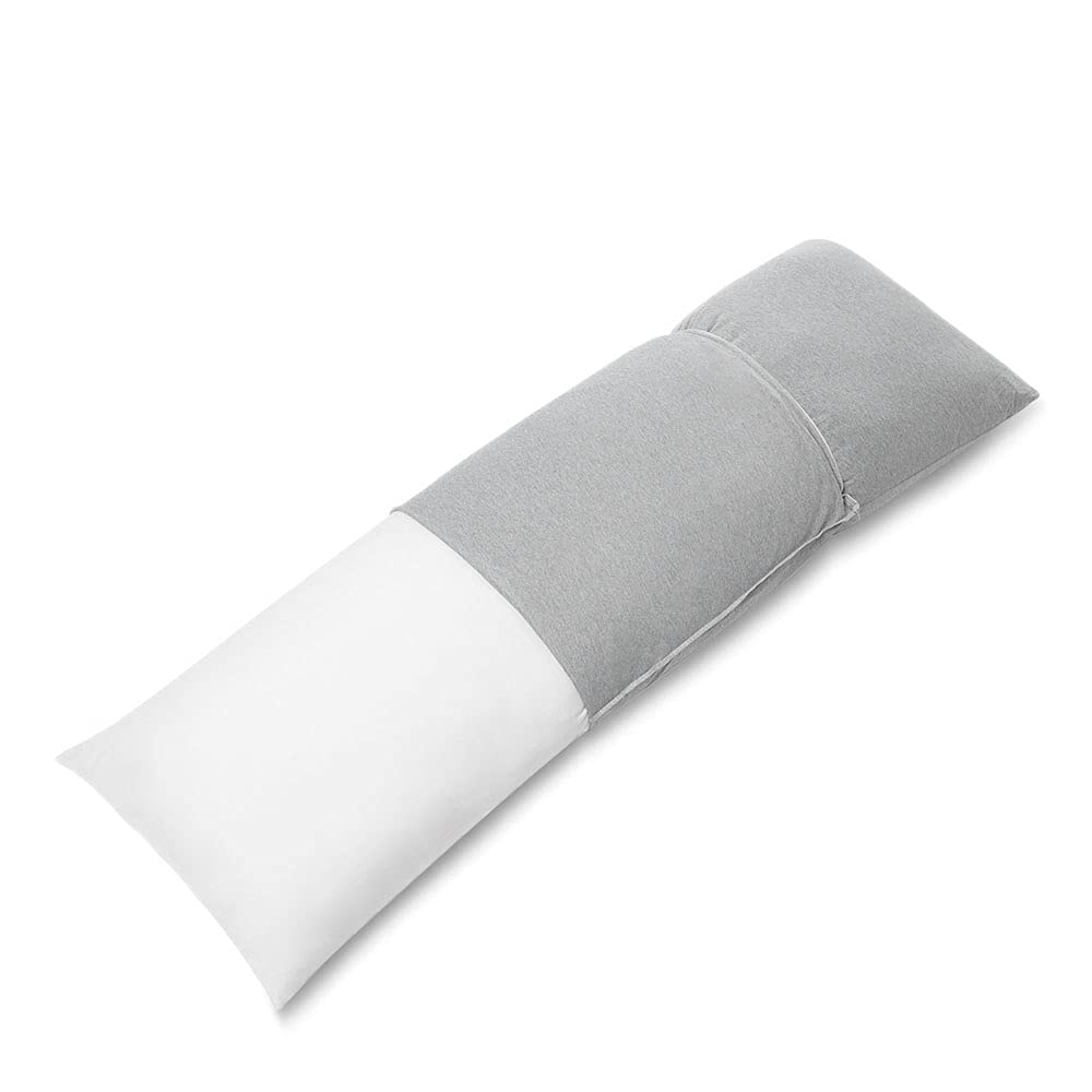 Premium Soft Jersey Cotton Body Pillow Cover 20x54 Inches - Cooling Zippered Pillowcase for Adults (Light Grey) | Perfect for Side Sleepers, Pregnancy Support & Anime Enthusiasts