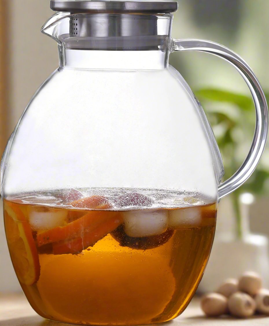 2400ML Glass Pitcher - Large Capacity, BPA-Free, Durable & Clear - Perfect for Iced Tea, Lemonade, Juice & Water - Ideal for Home, Kitchen, Restaurant & Outdoor Use