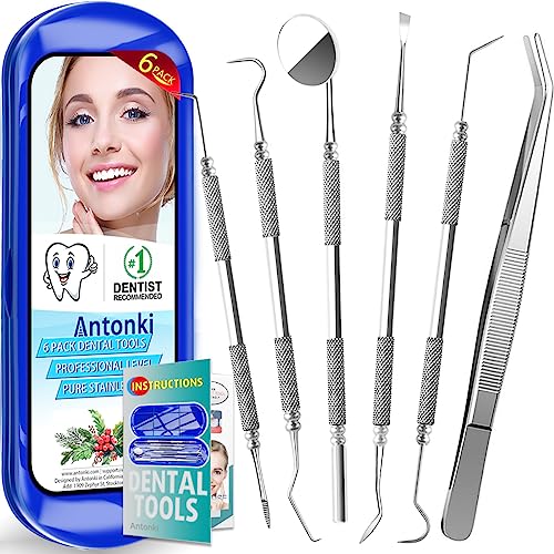 Professional Stainless Steel Dental Hygiene Kit - Plaque Remover, Tartar Scraper, Tooth Scaler & Dental Pick for Teeth Cleaning | Complete Oral Care Tools with Travel Case | Perfect for Home Use & Dental Hygiene Maintenance