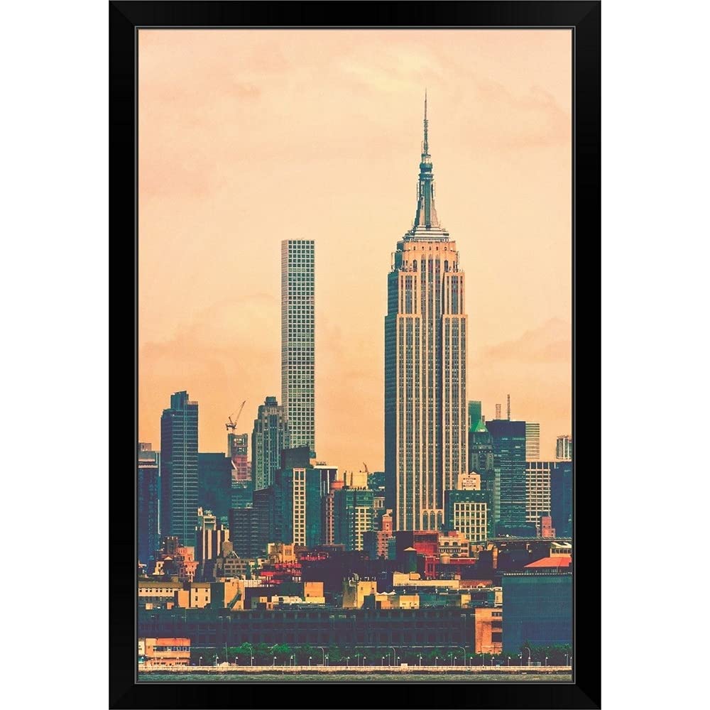 Empire State Building & 432 Park Ave Black Framed Art Print - New York City Skyline Wall Decor for Home & Office
