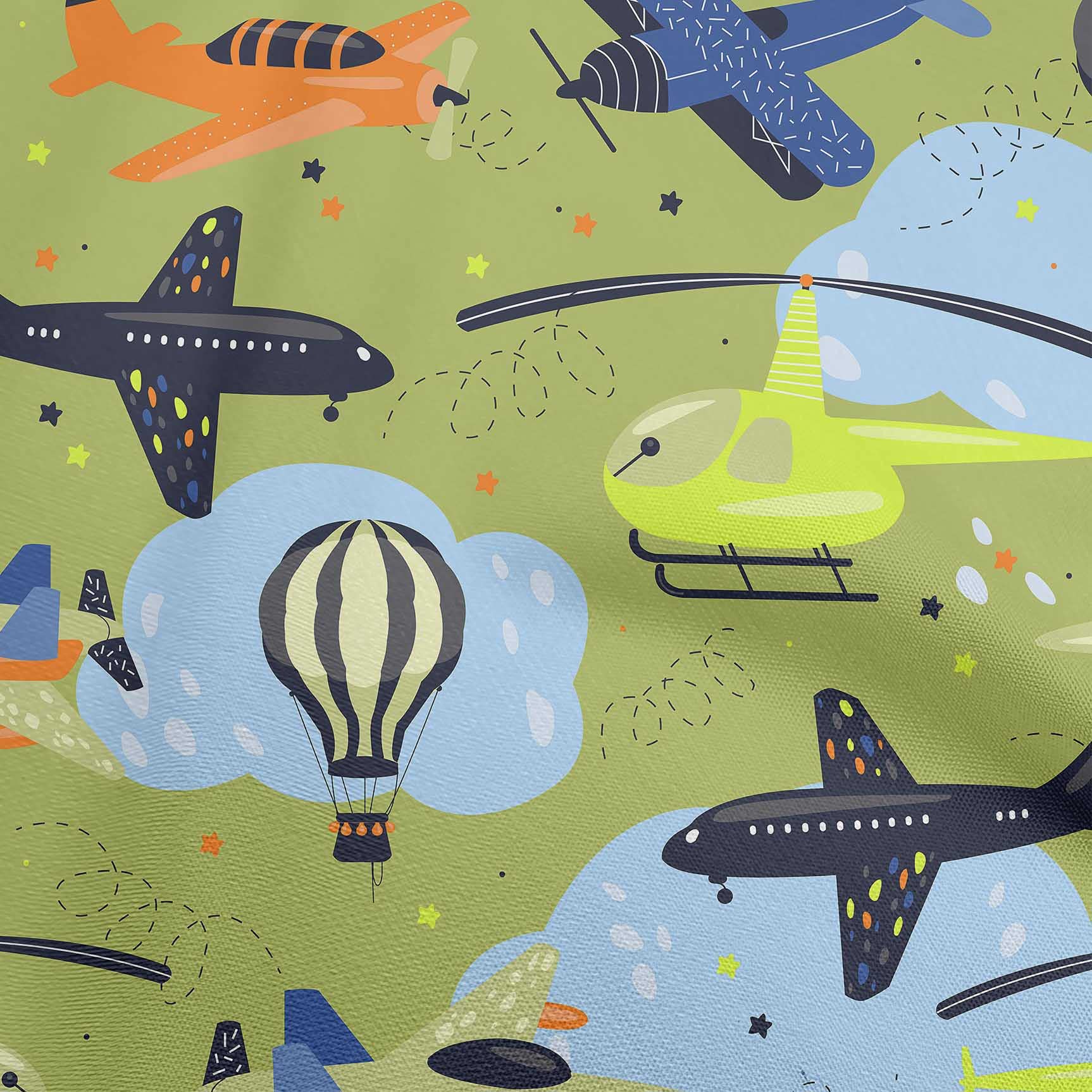 Premium 100% Cotton Poplin Fabric - Olive Green Airplane Print for Nursery, Kids Quilting & Sewing Projects | 56 Inch Wide by The Yard | Perfect for DIY Baby Blankets, Curtains & Home Decor
