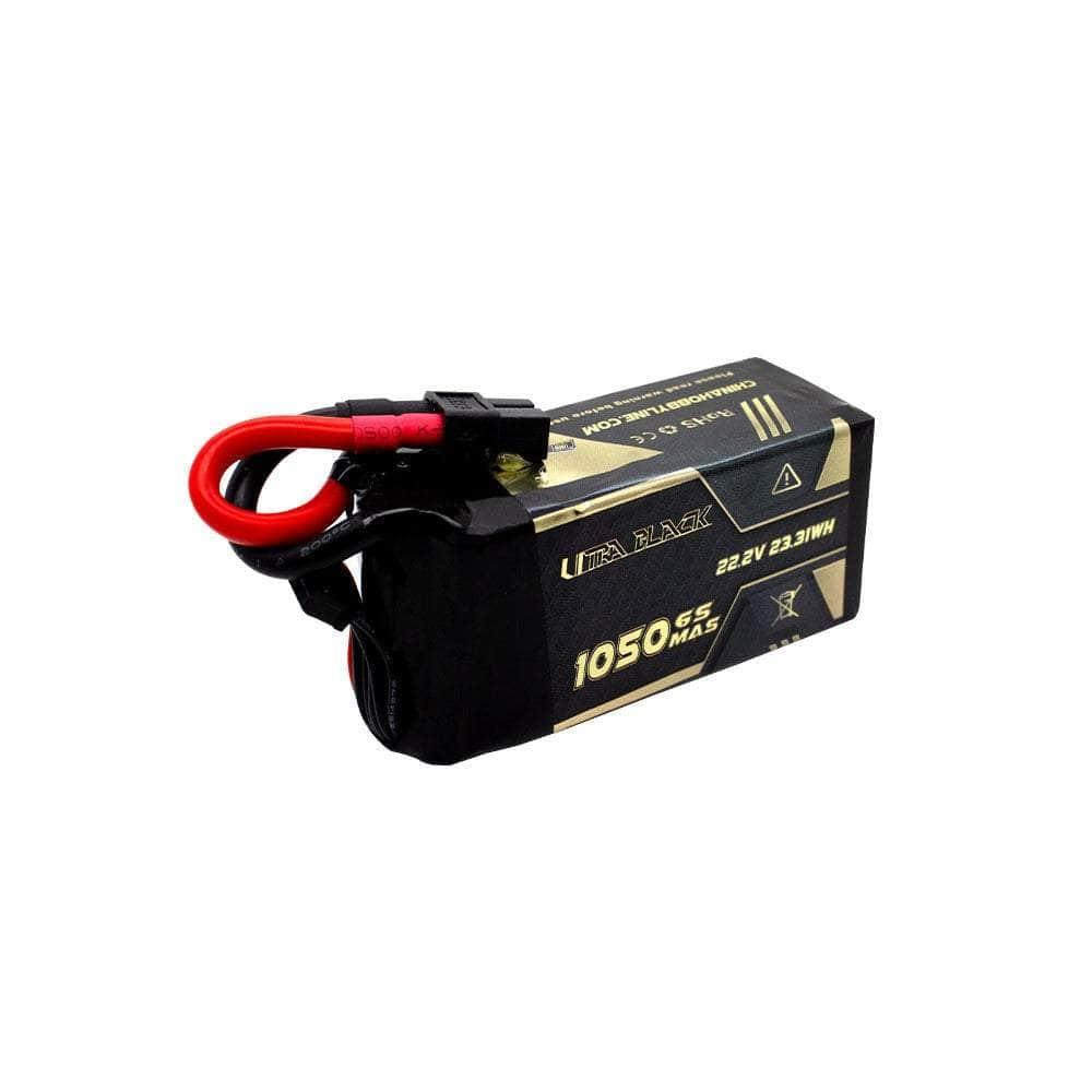 CNHL Ultra Black Series 22.2V 6S 1050mAh 150C LiPo Battery with XT60 Connector - High Performance RC Drone, Airplane & Helicopter Battery for Long Flight Time