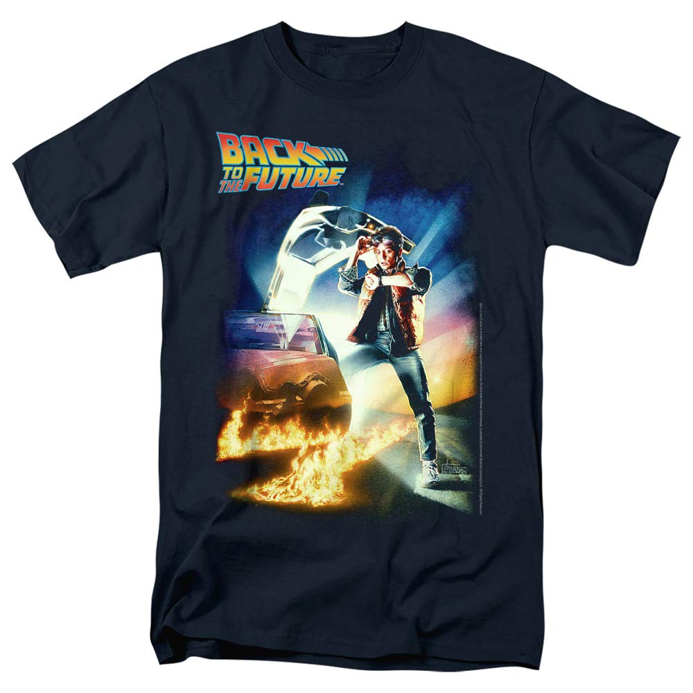 Popfunk Back to The Future Marty McFly Graphic T-Shirt with Bonus Stickers - 80s Movie Fan Gift, Cosplay & Casual Wear