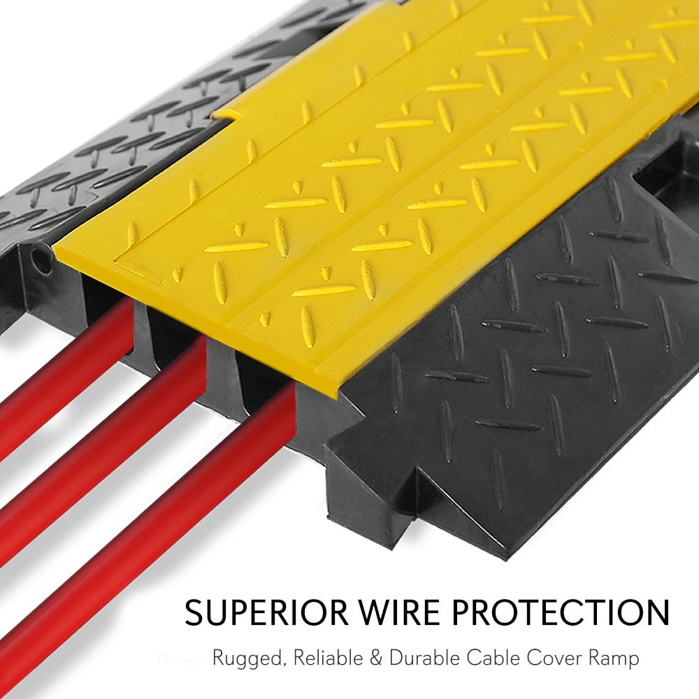 3 Channel Cable Cover Ramp Safety Track - Heavy Duty Cord Protector for Floor Cables, Wires & Hoses - Ideal for Home, Office & Event Safety Management