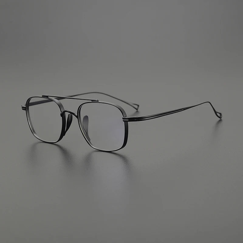 Stylish Black Unisex Titanium Square Eyeglasses with Double Bridge - K9501 | Perfect for Work, Reading & Fashion Accessories