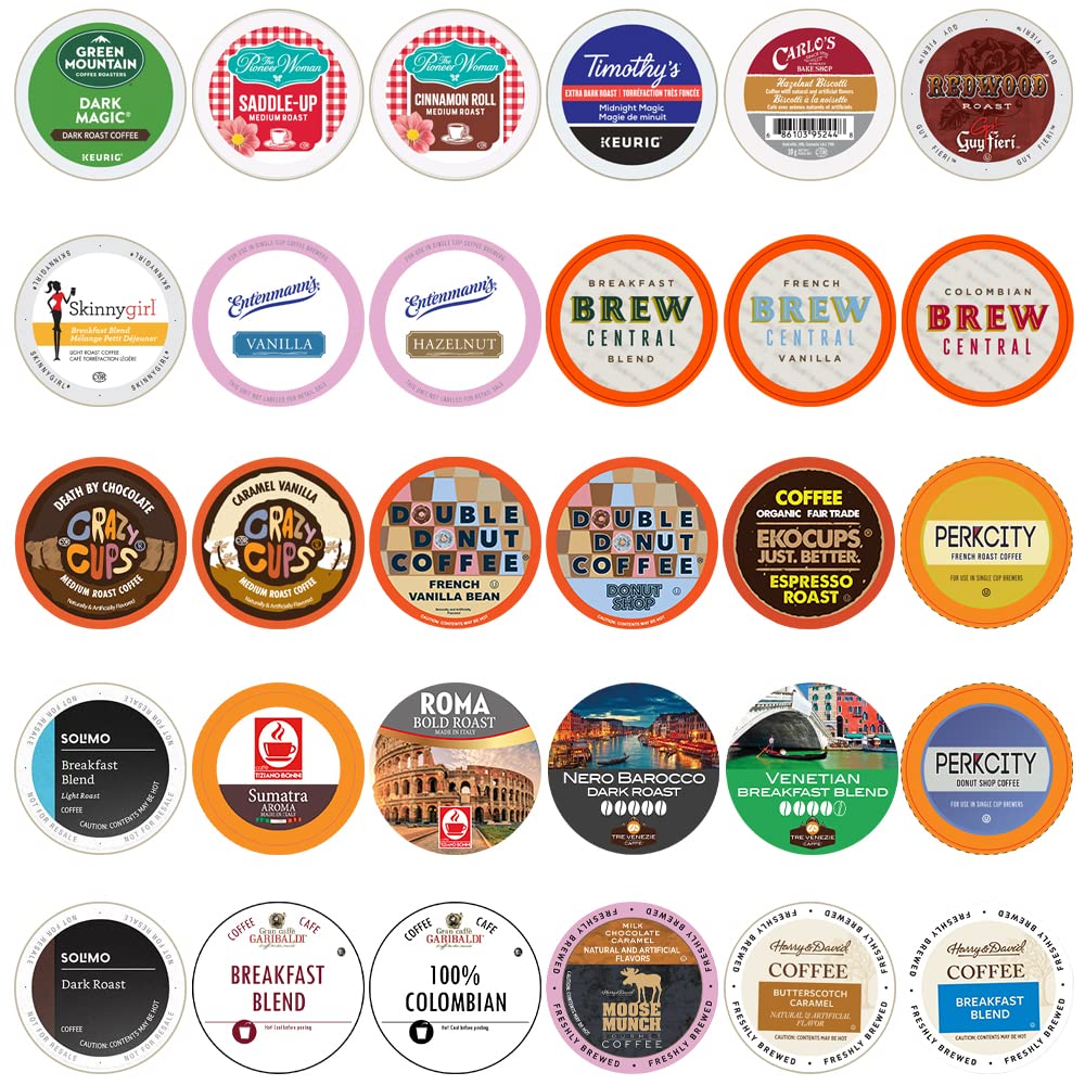 Crazy Cups Variety Pack Sampler - 30 Assorted Single Serve Coffee Pods | Premium Flavored Coffee for Keurig Brewers | Perfect for Office, Home & Gifting