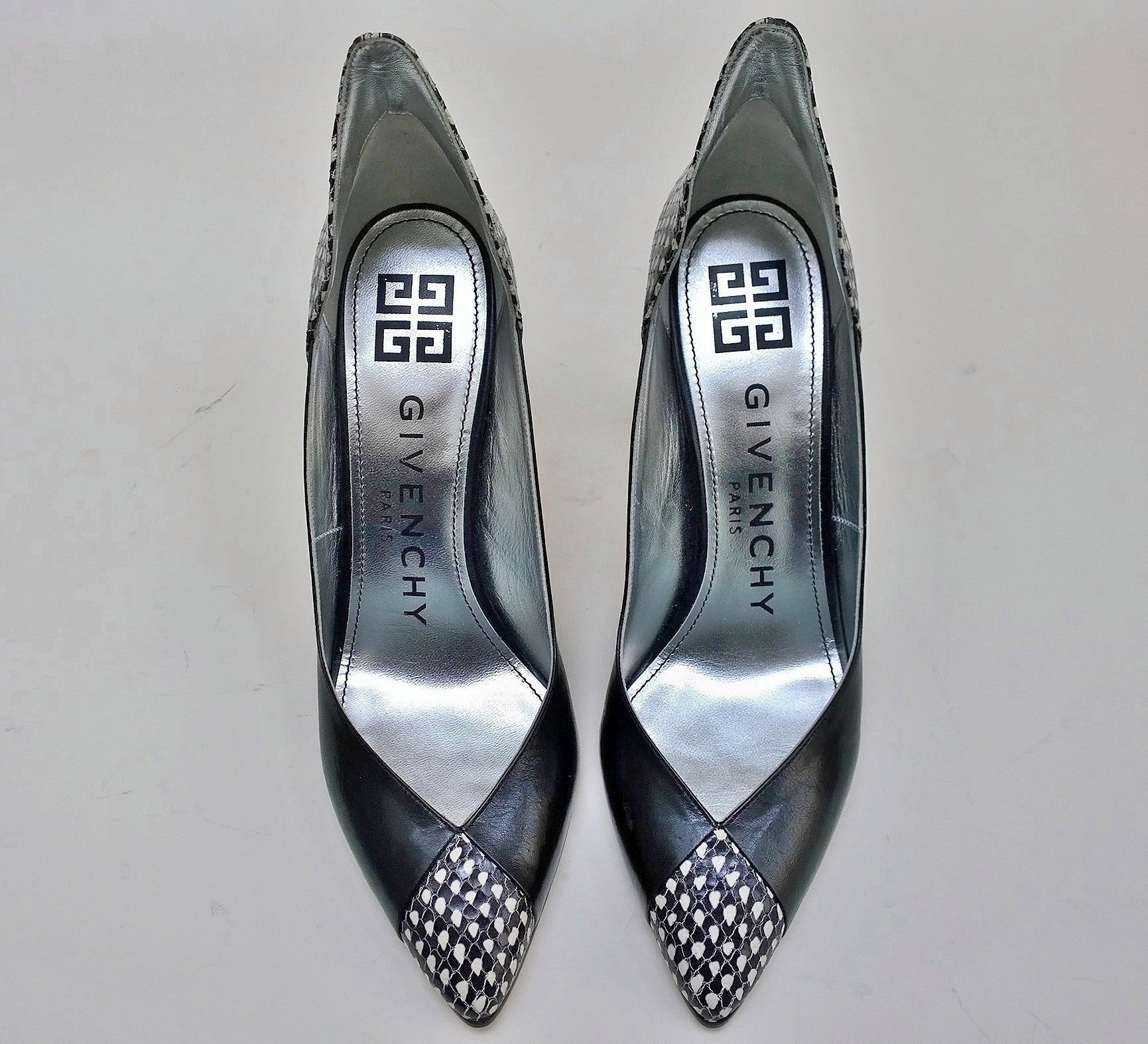 Givenchy Black Leather Printed Elaphe Heels - Luxury Women's High Heel Shoes for Parties, Weddings & Evening Events
