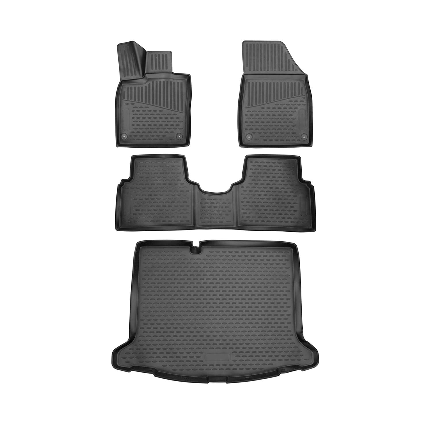OMAC Custom Fit All-Weather Floor Mats & Cargo Liner for Volkswagen ID.3 2020-2024 | Black 4-Piece Set | Heavy Duty Protection for Mud, Snow & Spills | Perfect for Daily Commute & Road Trips