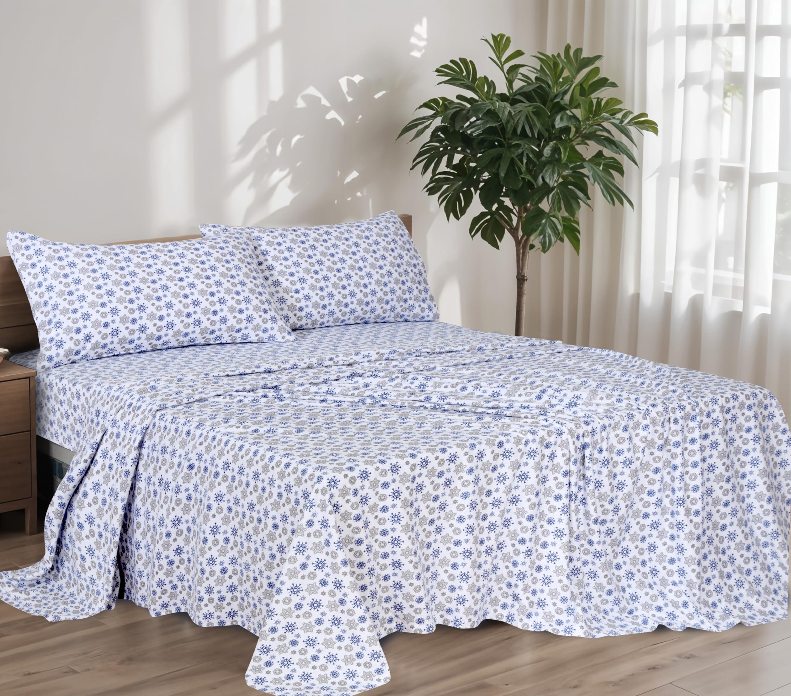 Premium 100% Cotton Flannel Sheets Queen Size - Ultra Soft Double Brushed Bed Sheet Set with 16