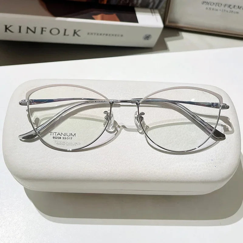 Stylish Aror Women's Oval Cat Eye Glasses - Lightweight Titanium Acetate Frame (Model 95238) | Perfect for Office, Reading & Fashion Accessories