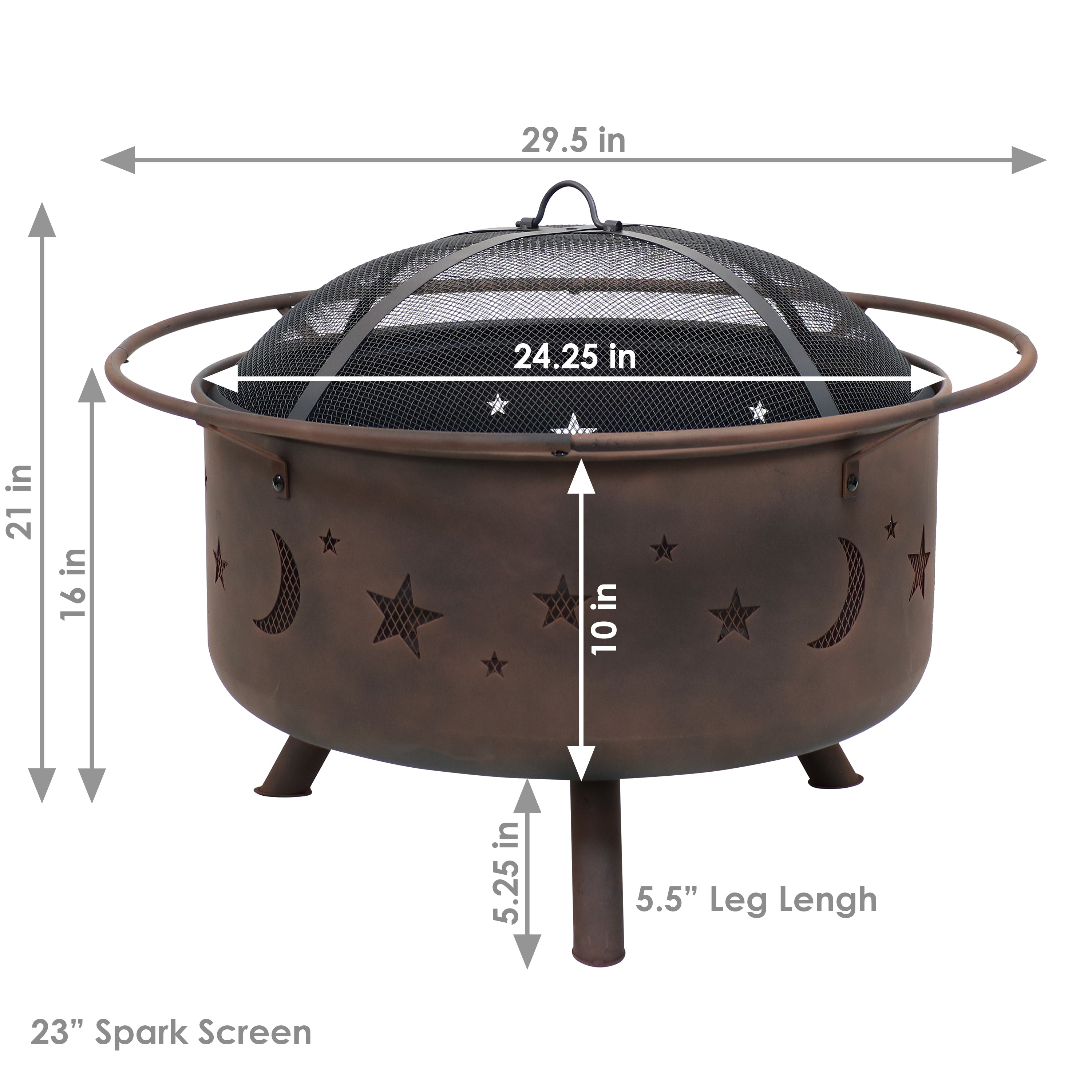 Sunnydaze 30-Inch Cosmic Cooking Fire Pit with Grill Grate & Spark Screen - Outdoor Camping, Backyard BBQ, and Patio Bonfire Cooking