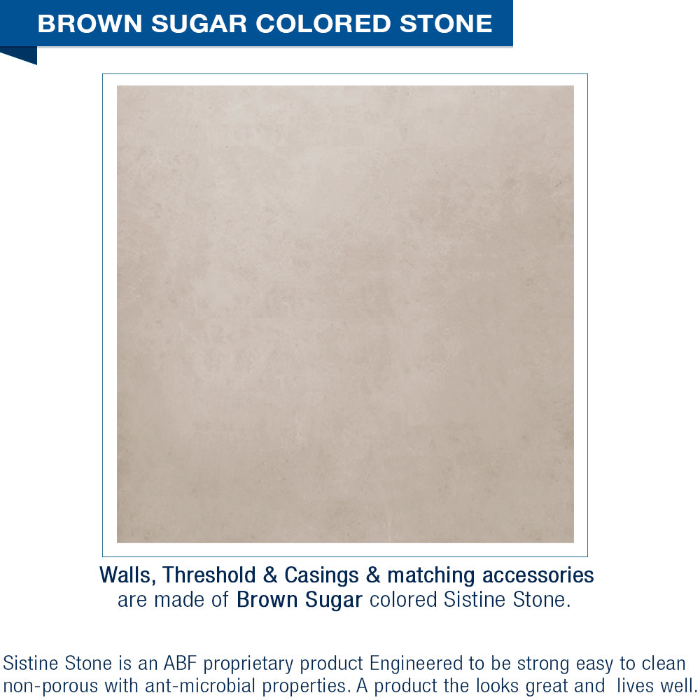 Freedom 60 Alcove Brown Sugar Sistine Stone & Tuscany Mosaic DIY Shower Remodel Kit with Free Shampoo Niche - Waterproof Bathroom Wall Tile for Shower Surround, Backsplash, and Wet Area Installation