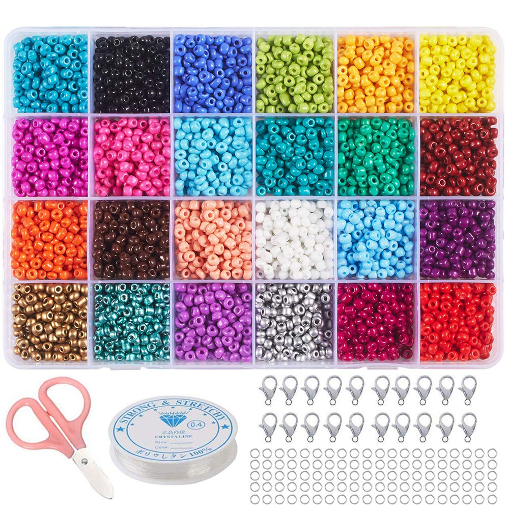 Arokimi 6/0 4mm Multicolor Seed Beads for Jewelry Making - Perfect for Bracelets, Necklaces, DIY Crafts & Beading Projects | Great for Gift Making, Party Favors & Home Decor