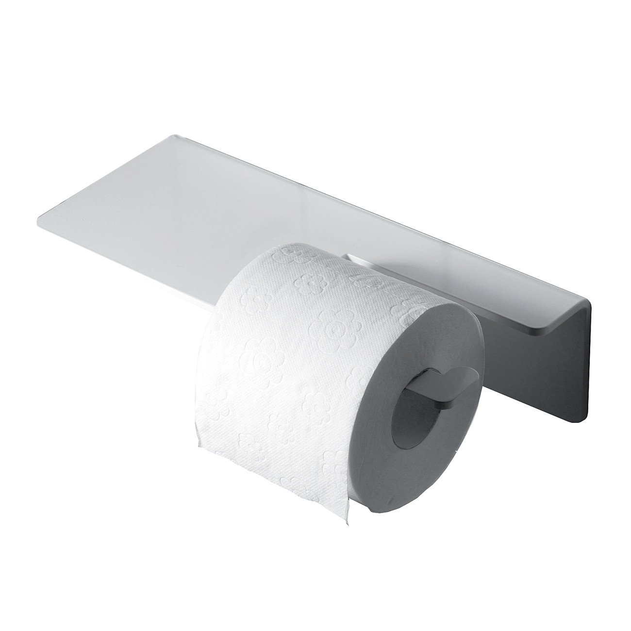Puro White Toilet Paper Holder - Wall Mounted Bathroom Tissue Roll Dispenser for Home, RV & Office Use