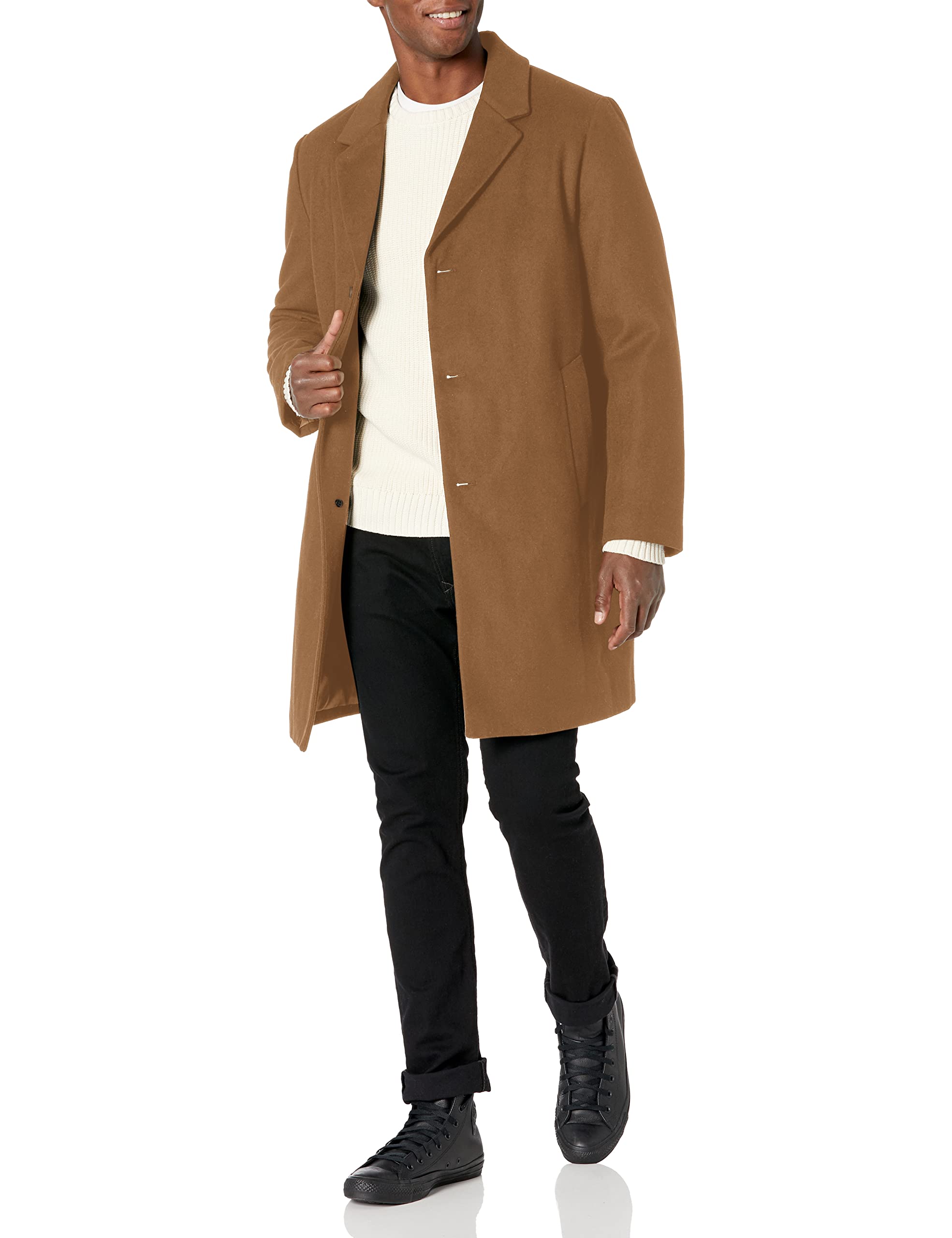 DKNY Men's Wool Blend Notch Collar Winter Coat - Warm & Stylish Outerwear for Business, Office & Formal Occasions
