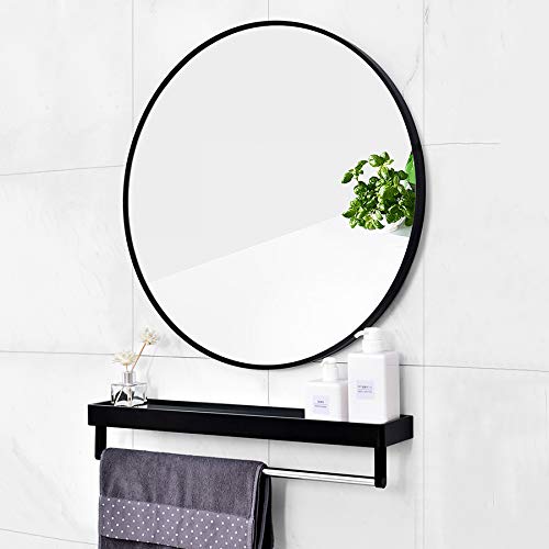 24 Inch Gold Round Wall Mirror - Large Circle Vanity Mirror for Bathroom, Living Room & Entryway - Rustic Home Decor Accent Mirror for Bedroom, Dining Room & Hallway
