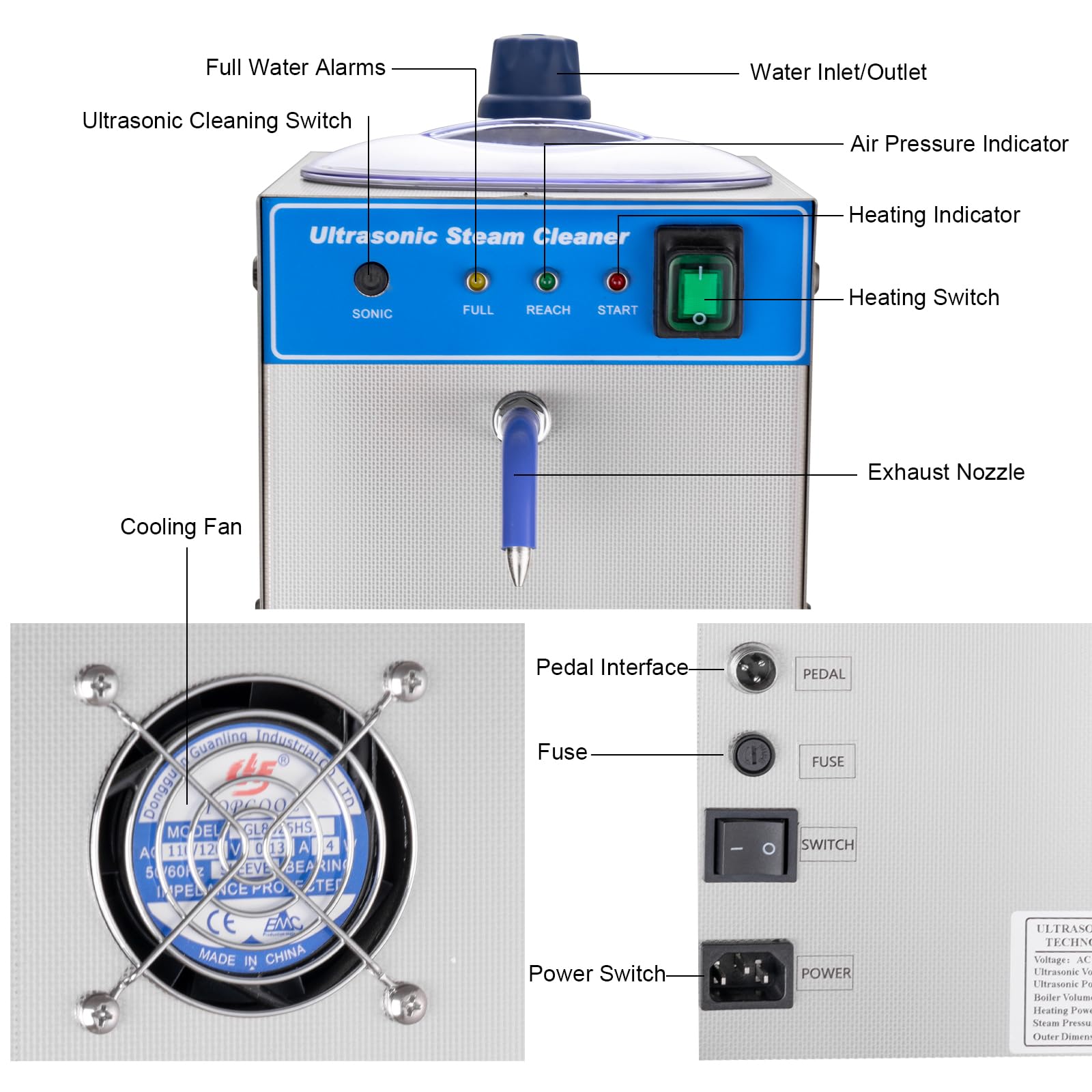 DZQ 2-in-1 Jewelry Steam & Ultrasonic Cleaner - 1200W Steamer & 35W Ultrasonic Cleaner for Gold, Silver Jewelry, Watches, Eyeglasses, Dentures - Professional Cleaning Solution for Home & Jewelry Stores