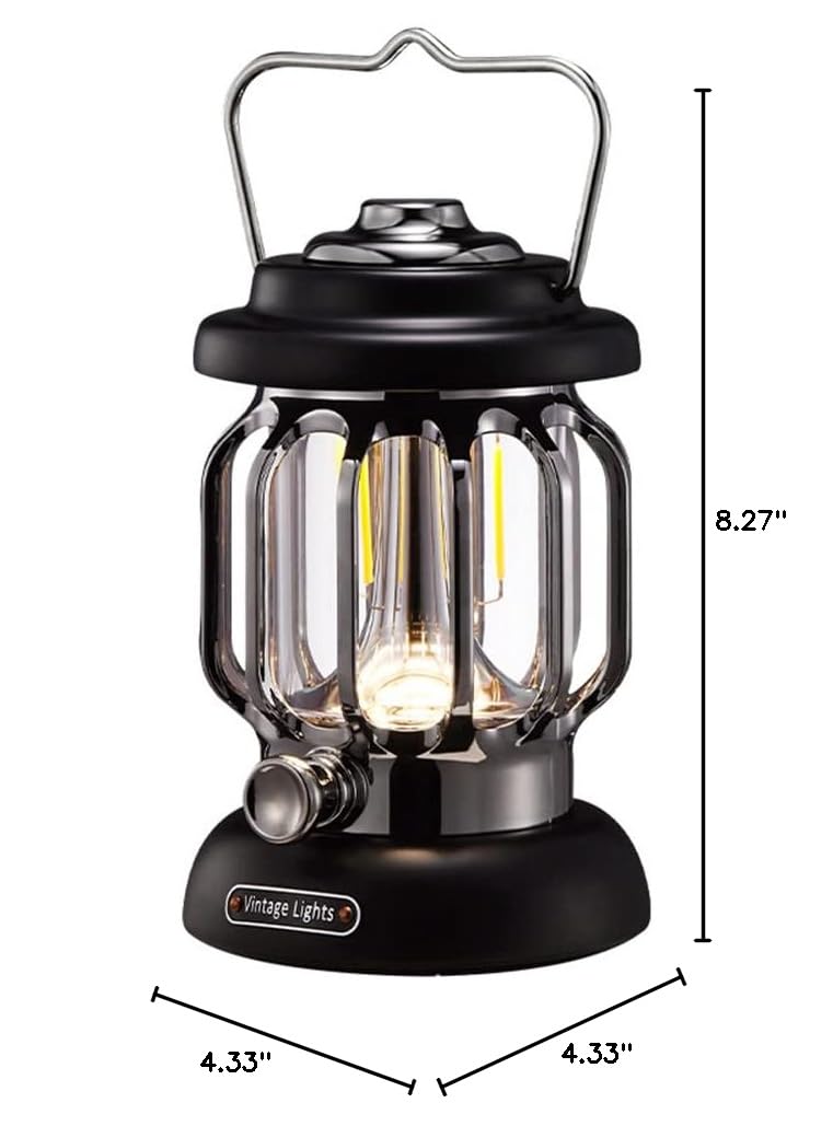 Rechargeable USB LED Camping Lantern - Retro Outdoor Hiking Tent Light with 4 Lighting Modes (Black/White) | Perfect for Camping, Hiking, Emergency Power Outages & Backyard Parties