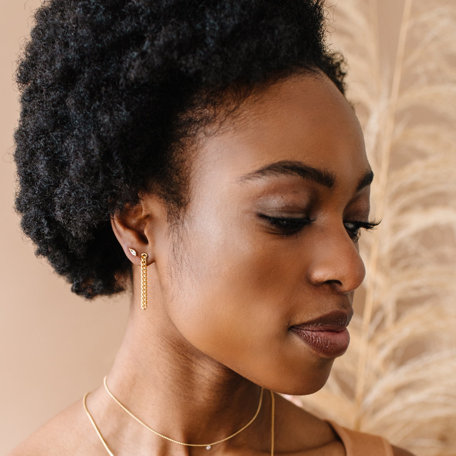 Fearless Cable Link Chain Drop Stud Earrings in Gold - Perfect for Parties, Weddings & Everyday Elegance