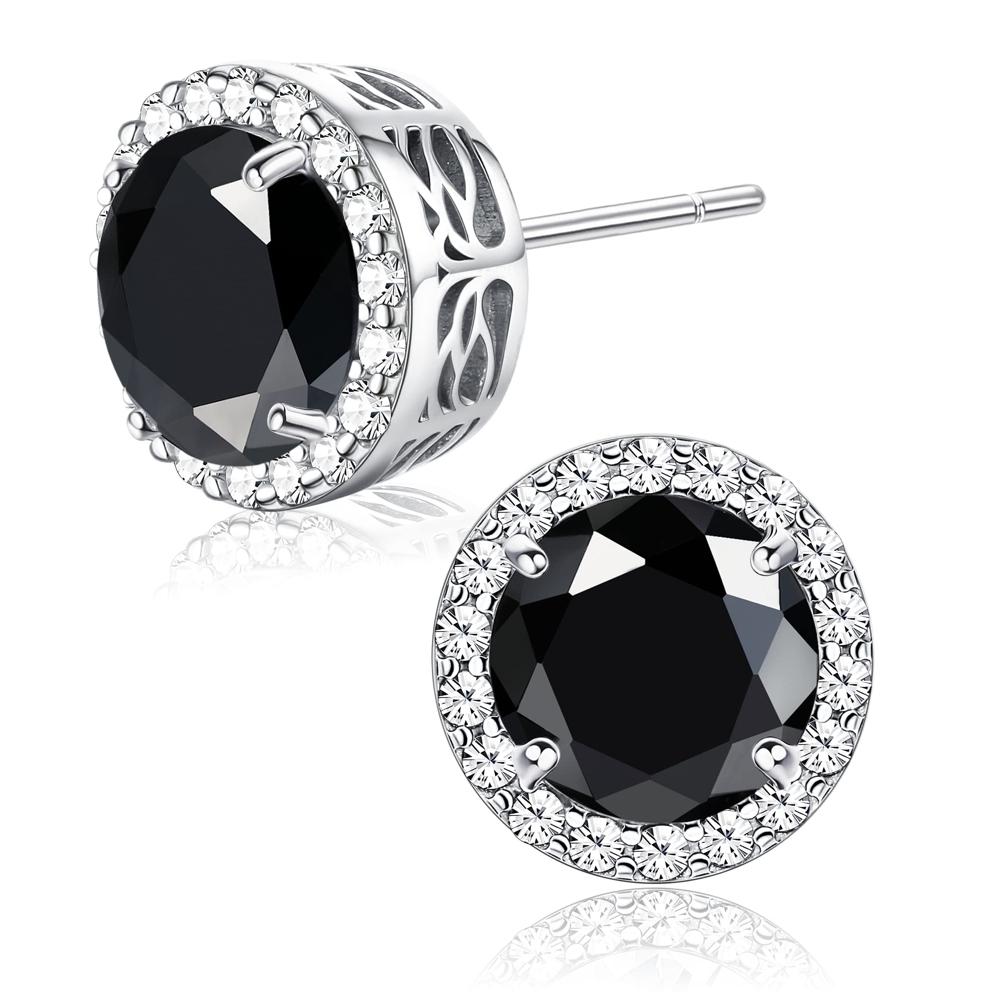 Thunaraz 925 Sterling Silver Stud Earrings for Women - Tree of Life & Halo Diamond Stud Earrings | Elegant Jewelry Gift for Everyday Wear, Parties & Special Occasions
