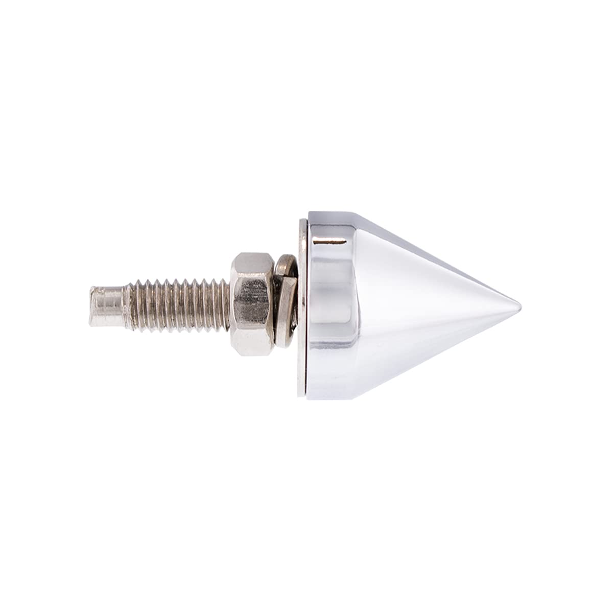 United Pacific 10878 Chrome Spike License Plate Fastener Screw Caps - Pack of 4 for Standard License Plate with Threaded Mounting Stud, Nut & Lock Washer | Perfect for Car, Truck & Motorcycle Customization & Security