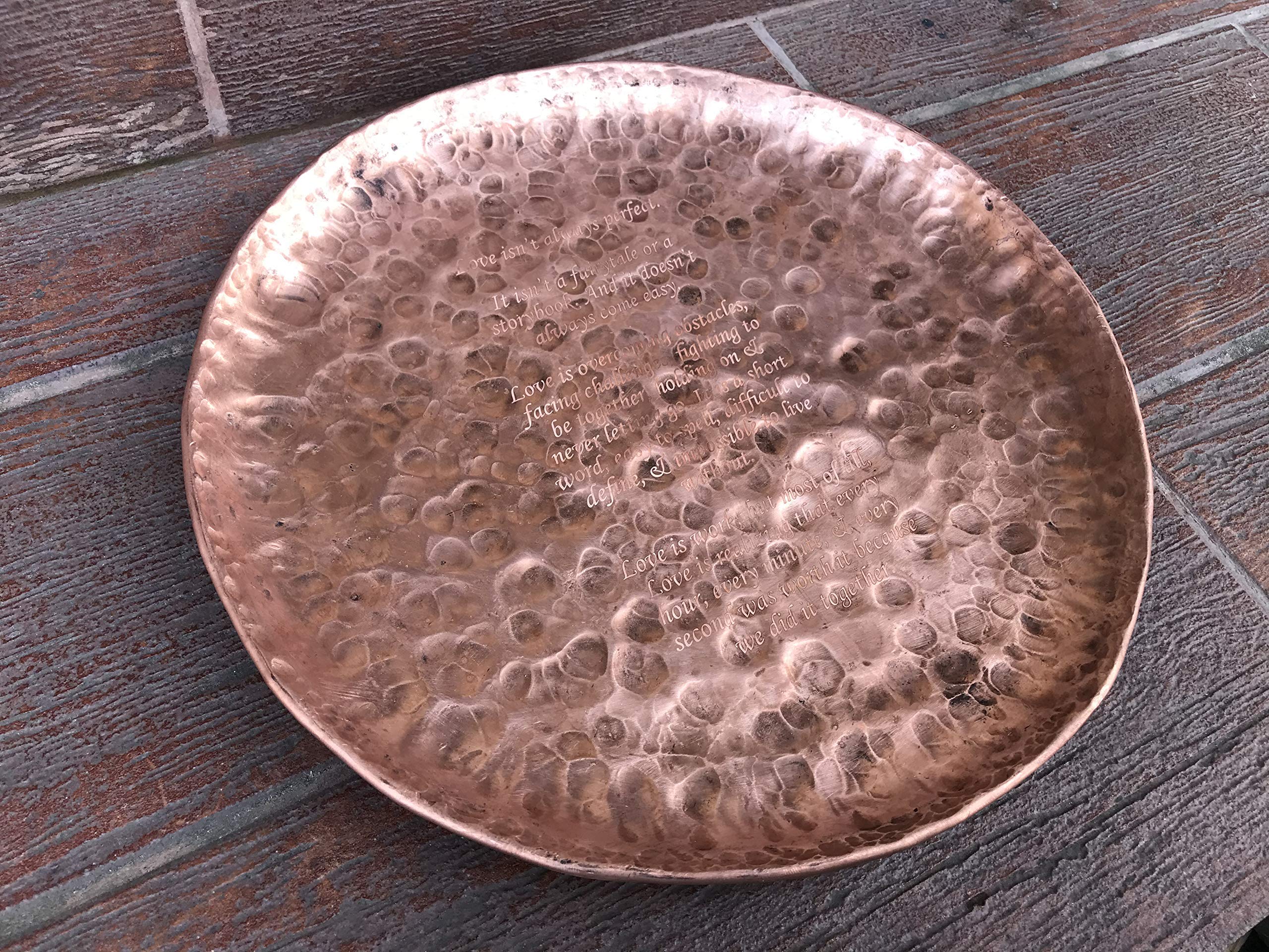Personalized Engraved Copper Tray - Custom Copper Plate & Bowl Set for Anniversary Gifts, Housewarming, Wedding Present - Elegant Home Decor for Dining Table, Wall Display & Special Occasions