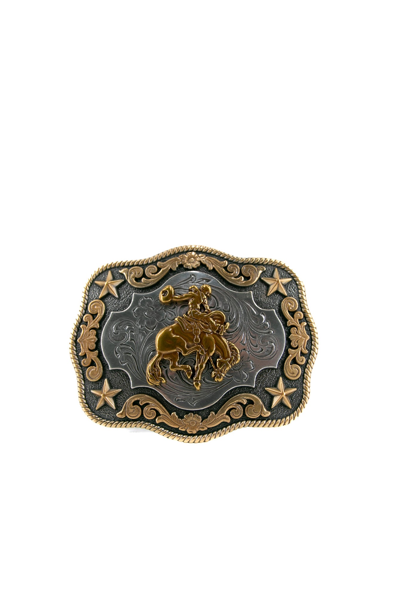 Nocona Saddle Bronc Silver & Gold Western Belt Buckle 3798708 - Premium Cowboy Accessory for Rodeo, Ranch & Western Fashion