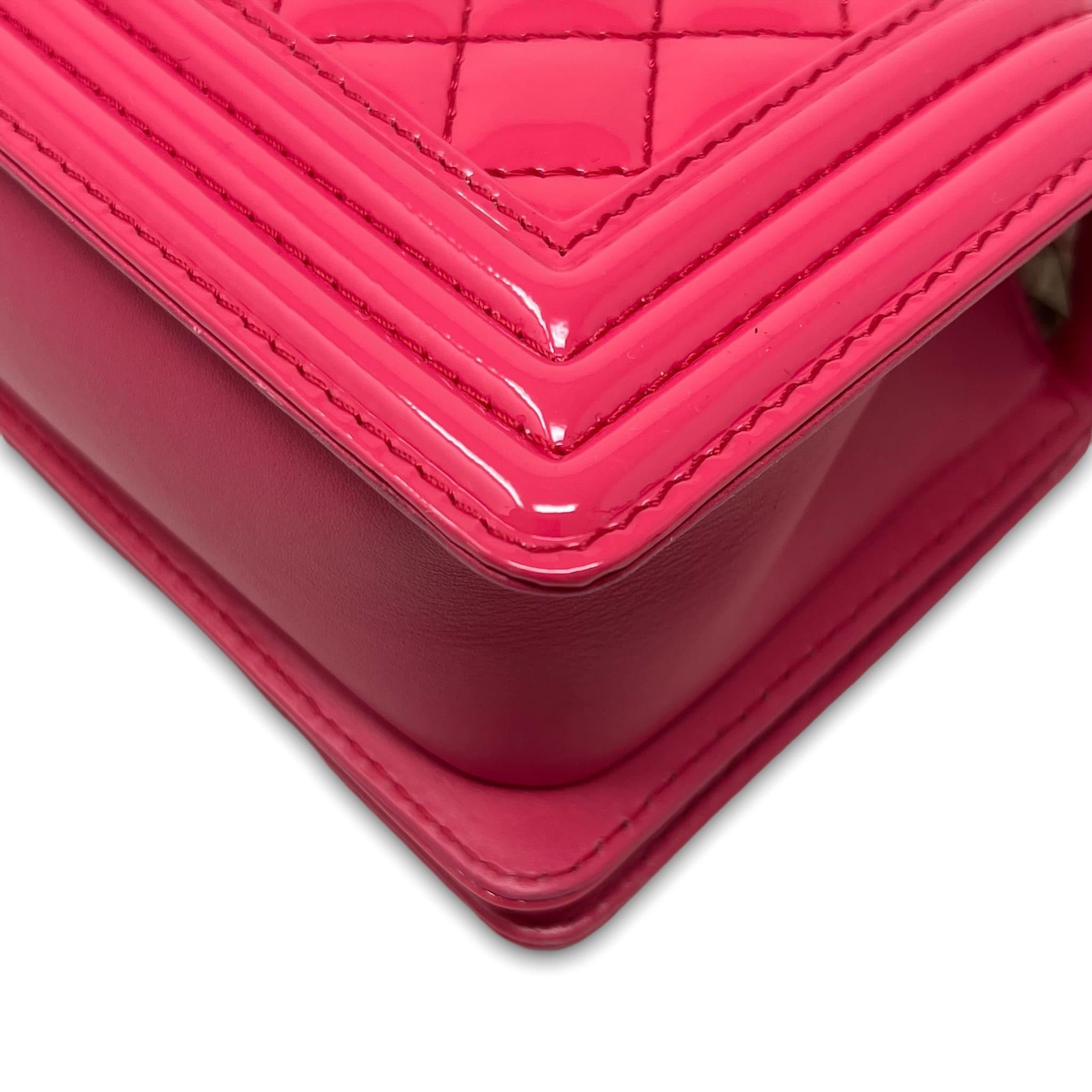 Chanel Pink Patent Leather Small Boy Bag - Luxury Crossbody Handbag for Women, Perfect for Parties, Dates & Special Occasions