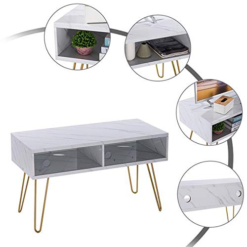 Modern White Marble TV Stand with Storage - 106x50x62.5cm Entertainment Center, Media Console Cabinet with Shelves for Living Room - Perfect for Organizing Electronics, Books, and Home Decor