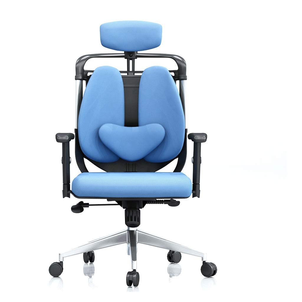Ergonomic Office Chair - Adjustable Computer Desk Chair with Lumbar Support for Home, Office, Boss, Student & Gaming - Reclining Backrest & Fabric Blue Cover - Perfect for Work, Study & Long Sitting Sessions