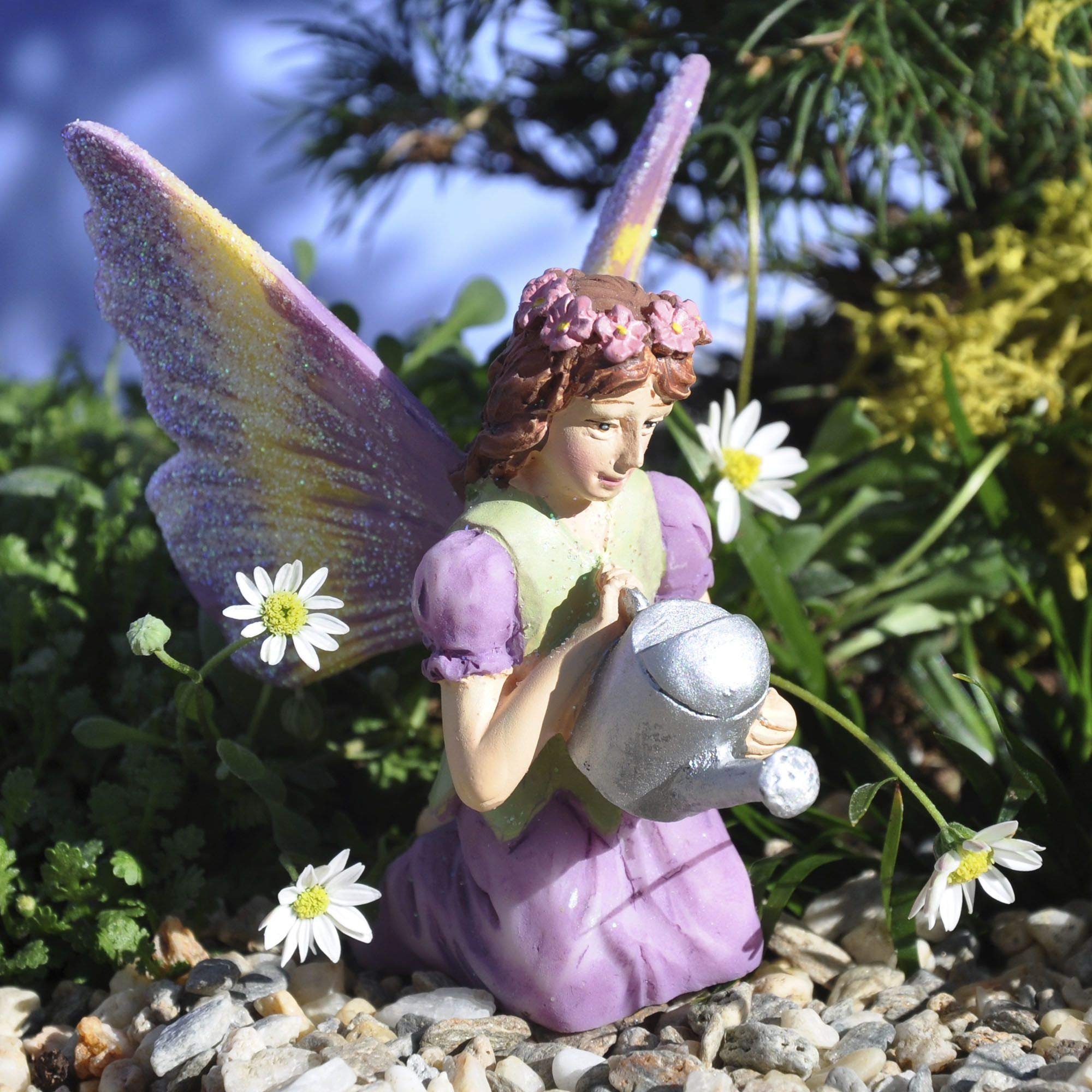 Fiddlehead Fairy Garden Fan - Purple & Green Fairy Decor #16953 | Whimsical Fairy Garden Accessory for Outdoor & Indoor Decor