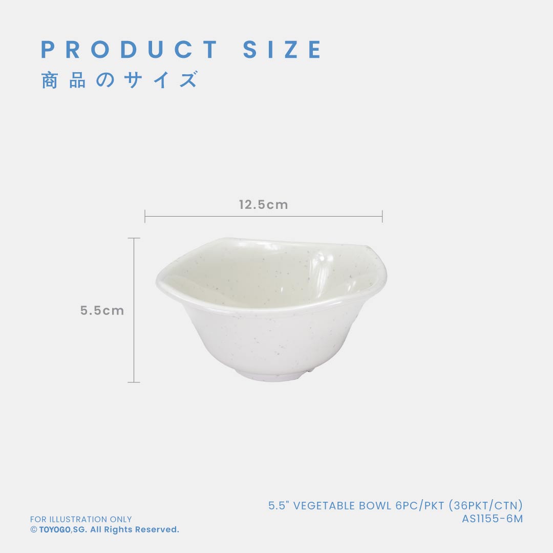 5.5-Inch Vegetable Bowl Set - 6-Piece Pack (36 Packs per Carton) - AS1155 6M - Perfect for Meal Prep, Salads, and Party Serving