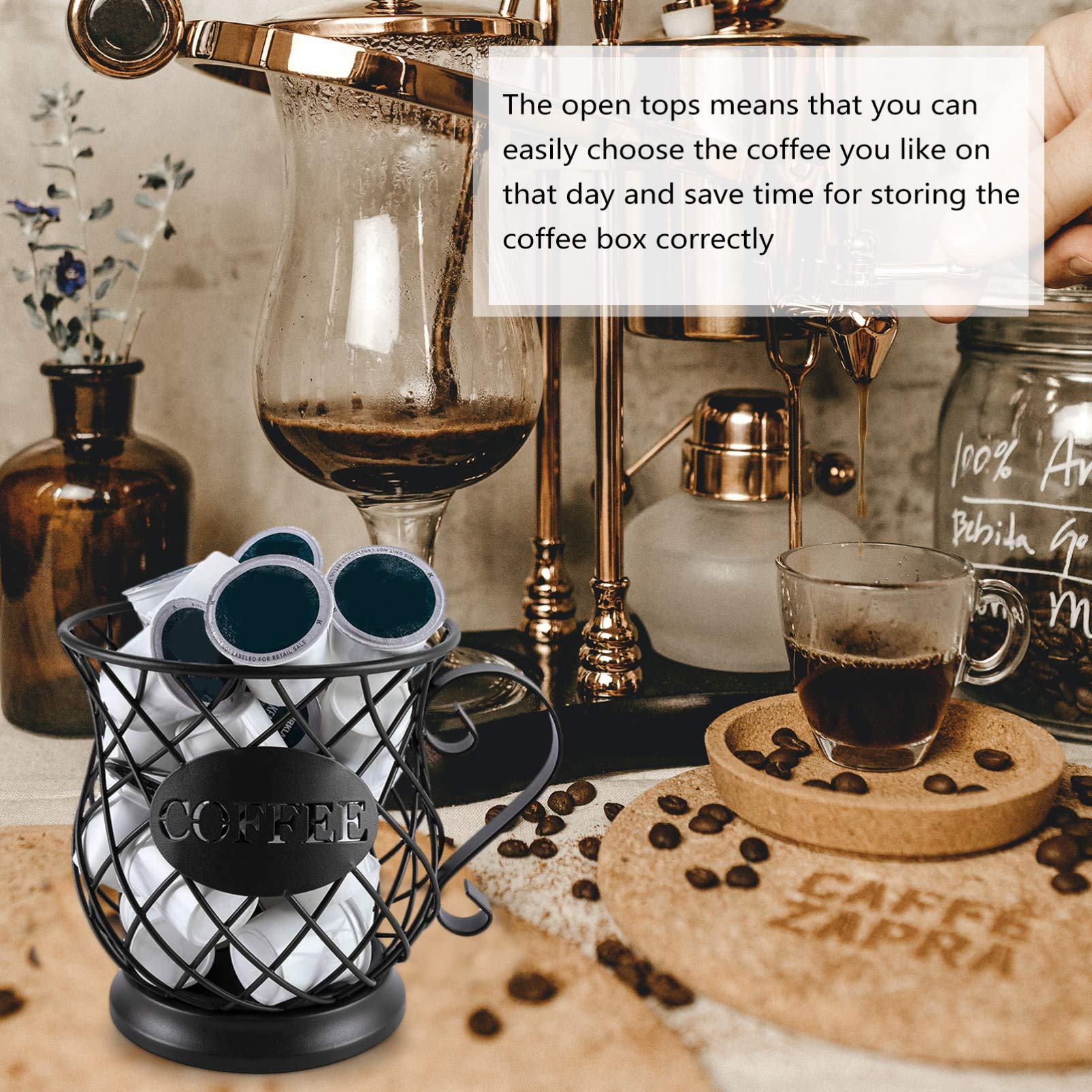 Stainless Steel Coffee Capsule Holder - 24 Pod Organizer for Nespresso & Keurig - Compact Coffee Pod Storage Basket for Kitchen Countertop & Office Desk