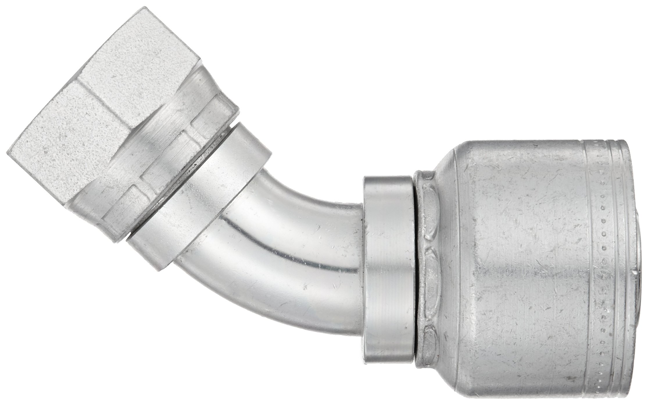 Aeroquip 1AA16FJA16 Carbon Steel Global TTC Crimp Hose Fitting - Female JIC Swivel 45 Degree Elbow, 1