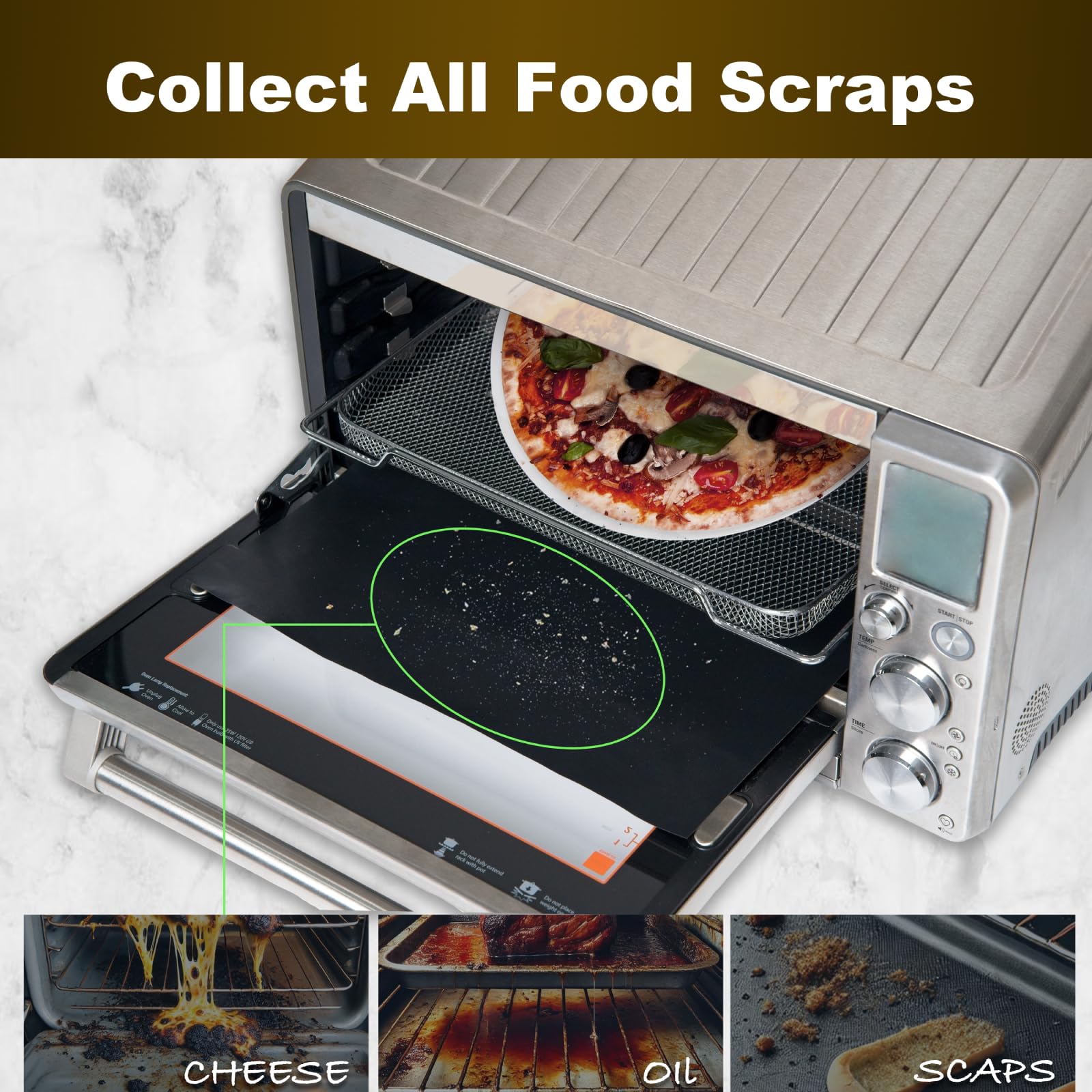 4 Pack Reusable Air Fryer Liners for Nuwave Bravo Air Fryer Toaster Smart Oven - Non-Stick Baking Mats Compatible with Nuwave 30-QT XL Countertop Convection Oven - Perfect for Roasting, Baking & Healthy Cooking