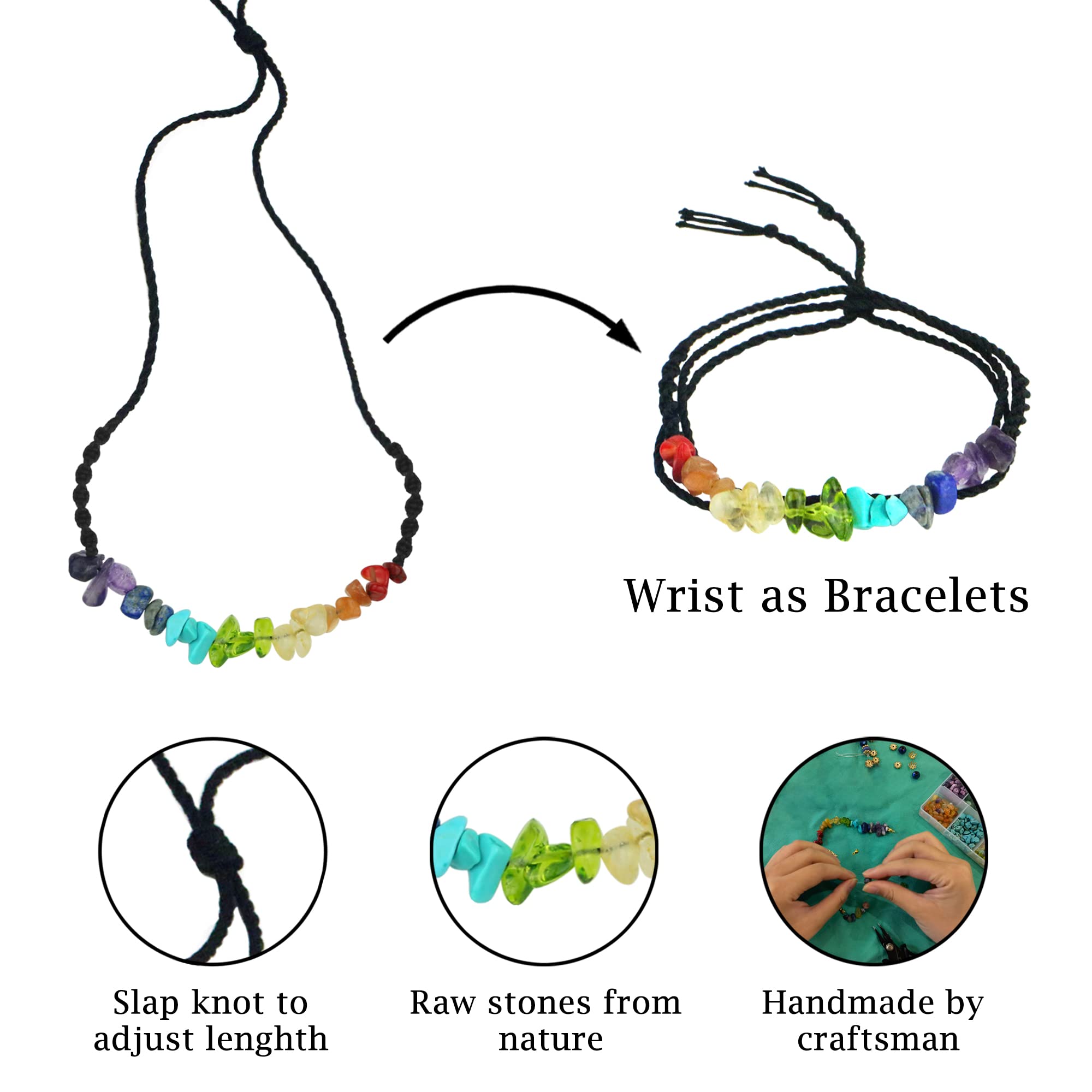 SmileBelle Adjustable Chakra Jewelry Set - Boho Crystal Necklace, Bracelet & Anklet for Women | Spiritual Healing, Yoga Meditation Accessories | Perfect Birthday Gift for Her
