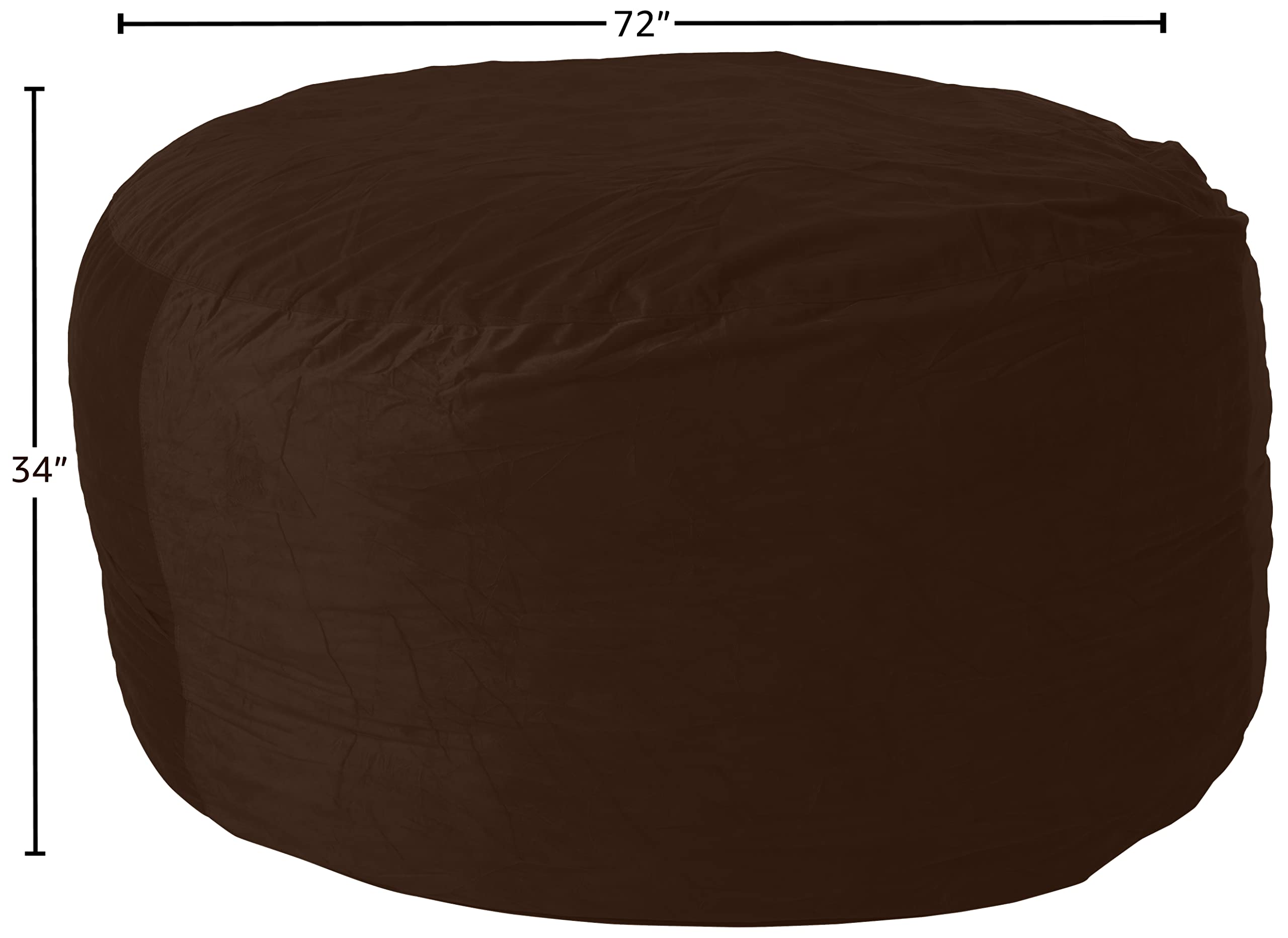 6-Foot Microsuede Bean Bag Chair Cover - Chocolate Brown | Ultra Soft & Durable | Perfect for Living Room, Game Room, or Dorm Relaxation