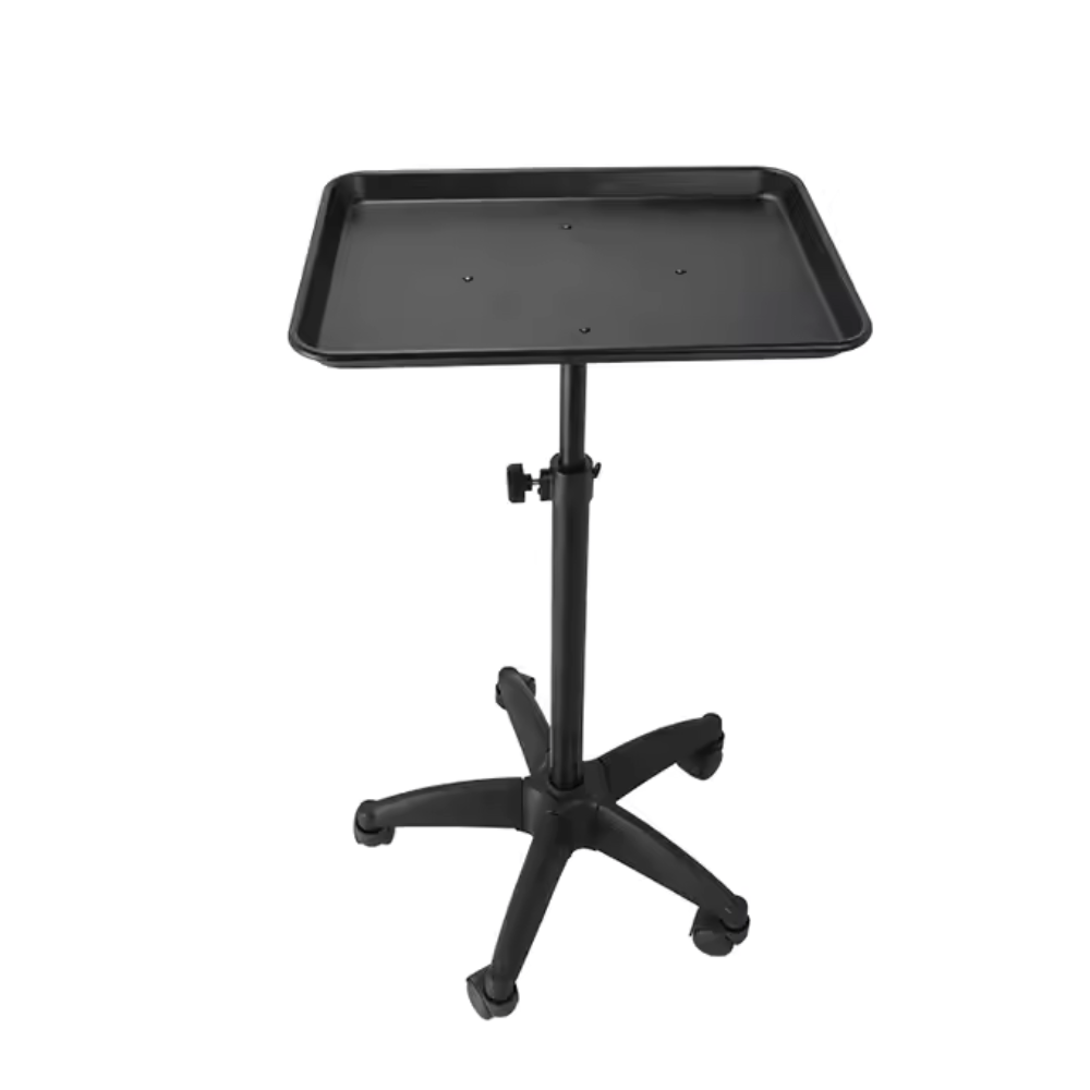 Premium Aluminum Salon Tray Cart - Adjustable Height Hair Styling Storage Tray with Wheels for Salon, Spa & Home Use - Organize Beauty Tools & Supplies (Model BCT 011)