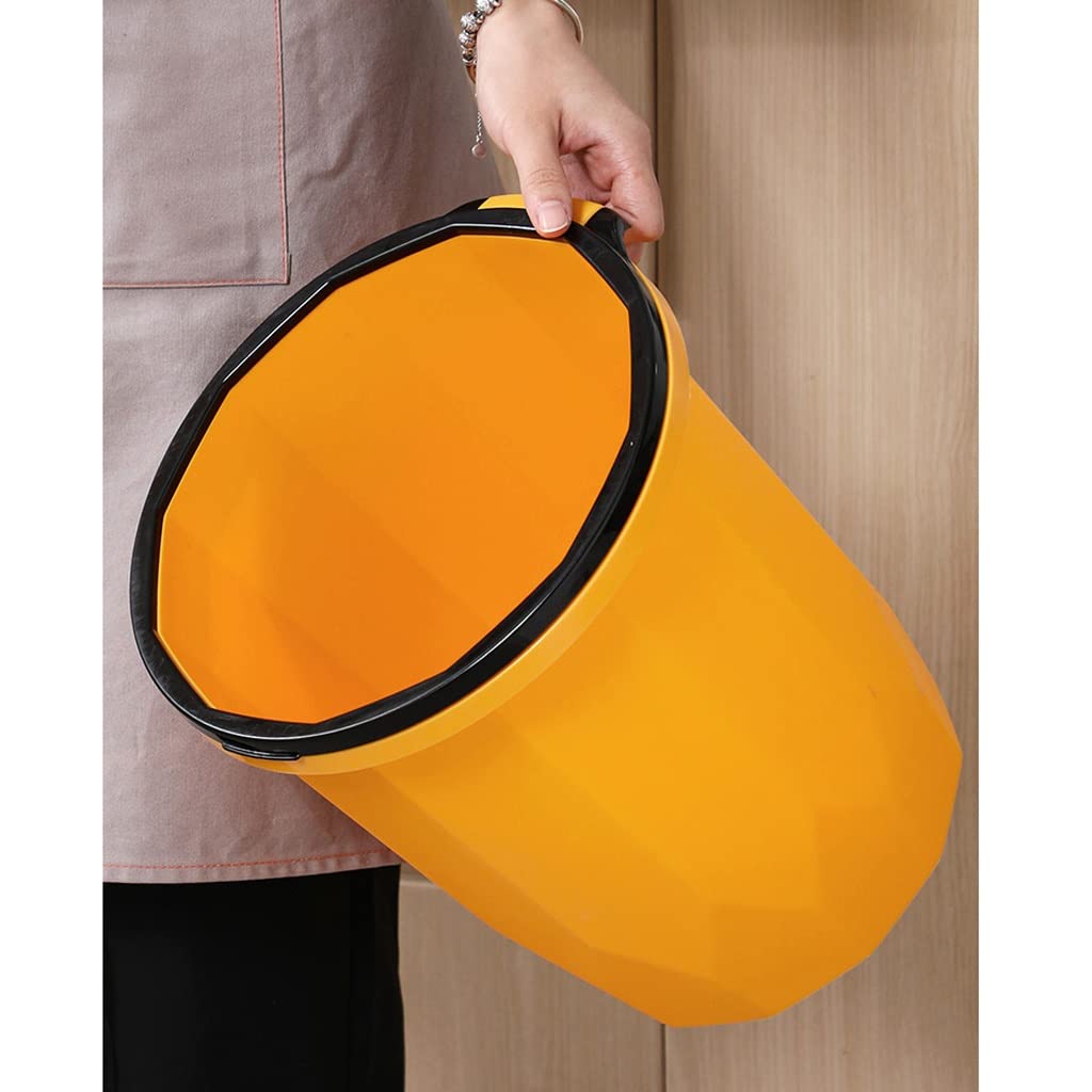 Nordic Style Pressure Ring Trash Can with Lid - Light Luxury Household Garbage Bin for Living Room, Bedroom, Bathroom & Toilet - Orange Waste Paper Basket for Home Organization & Waste Classification